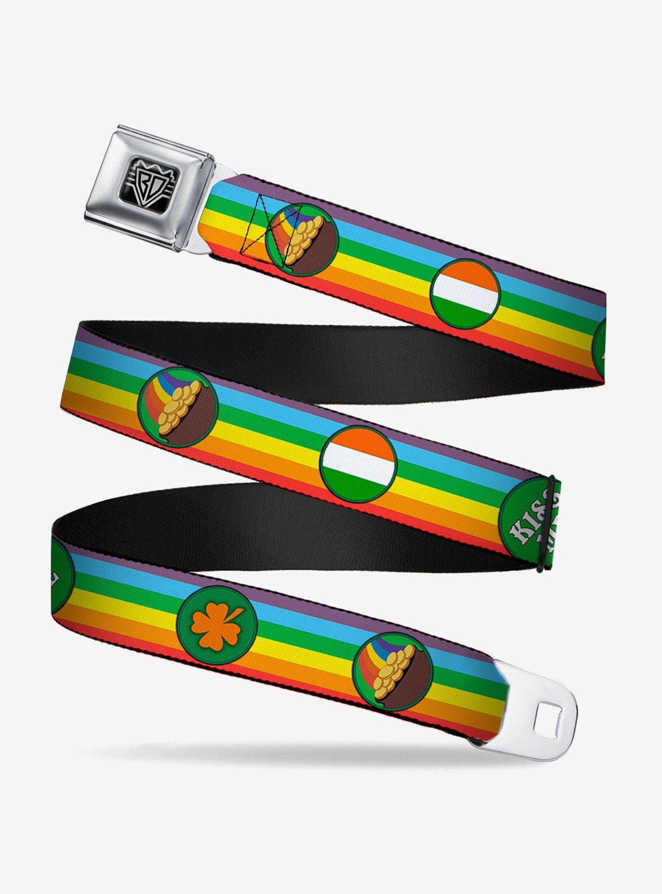 St. Patrick's Day Rainbow Coins Youth Seatbelt Buckle Belt