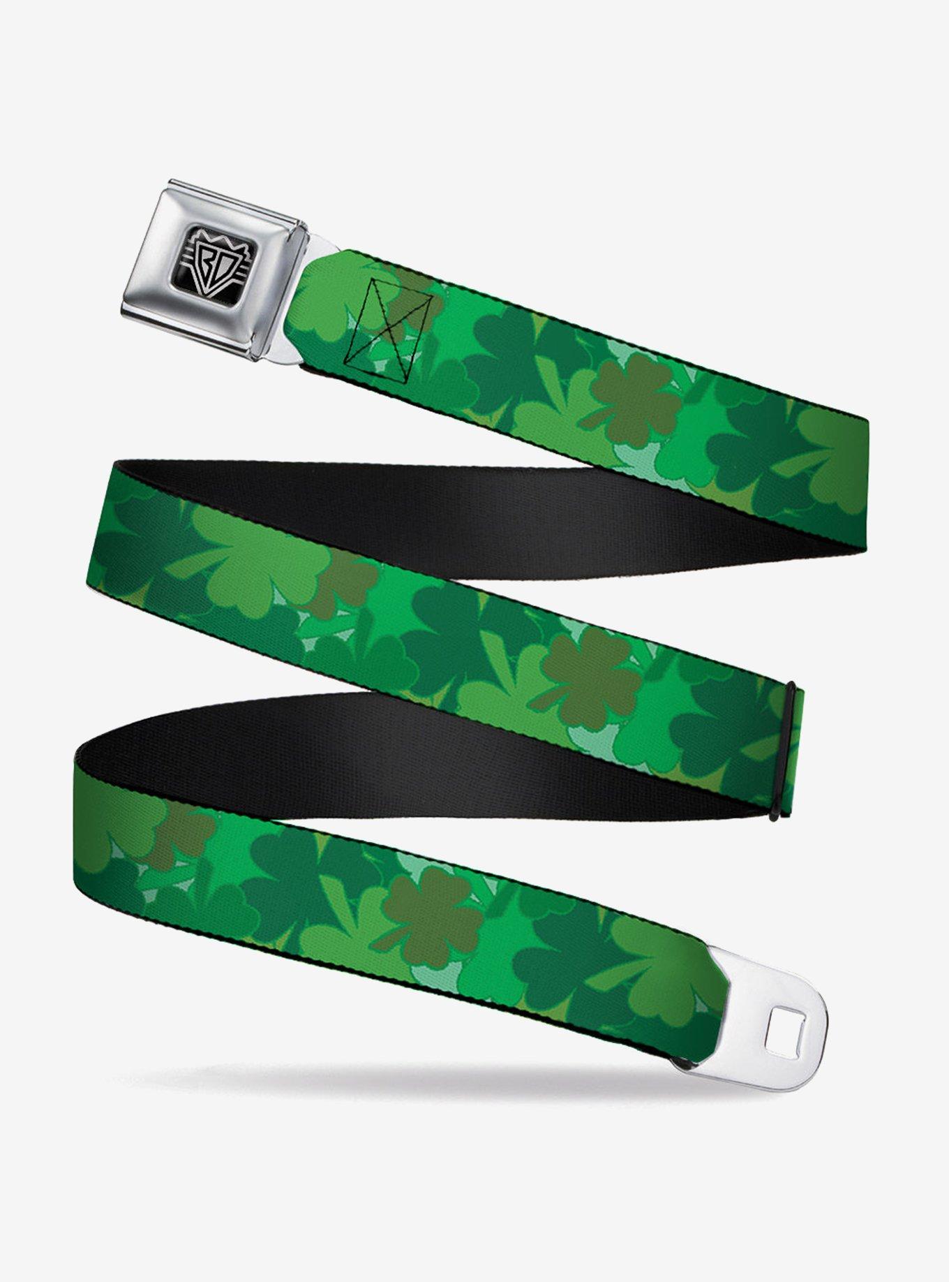 St. Patrick's Day Stacked Shamrocks Youth Seatbelt Buckle Belt