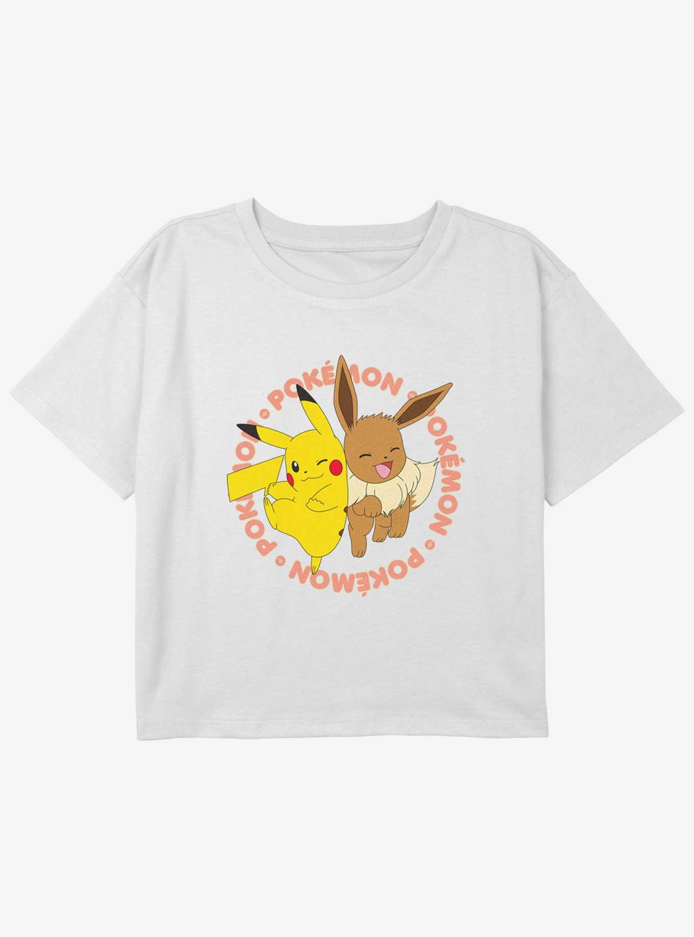 Pokemon Poke Pals Pikachu & Eevee Youth Girls Boxy Crop T-Shirt, WHITE, hi-res