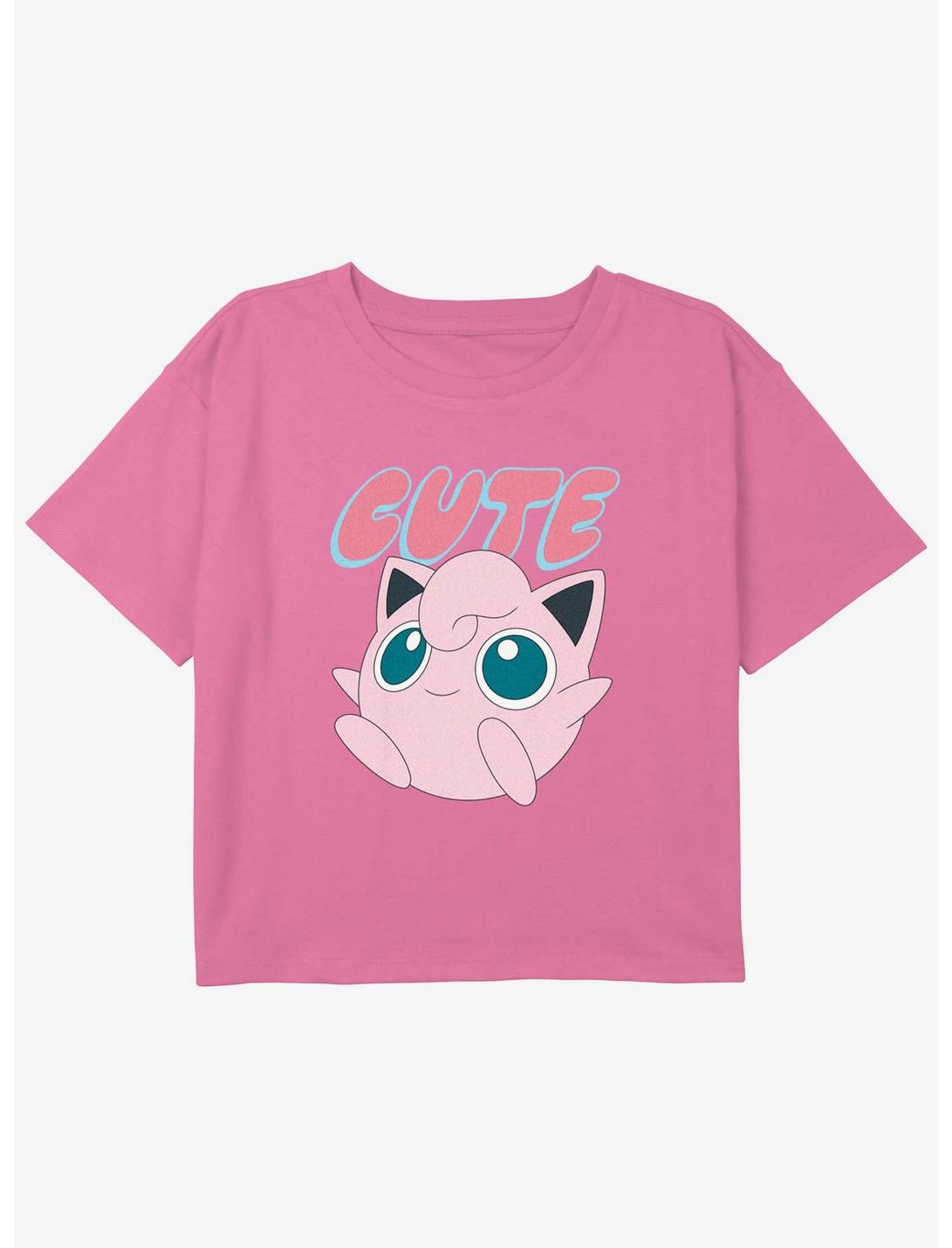 Pokemon Cute Jigglypuff Youth Girls Boxy Crop T-Shirt, PINK, hi-res