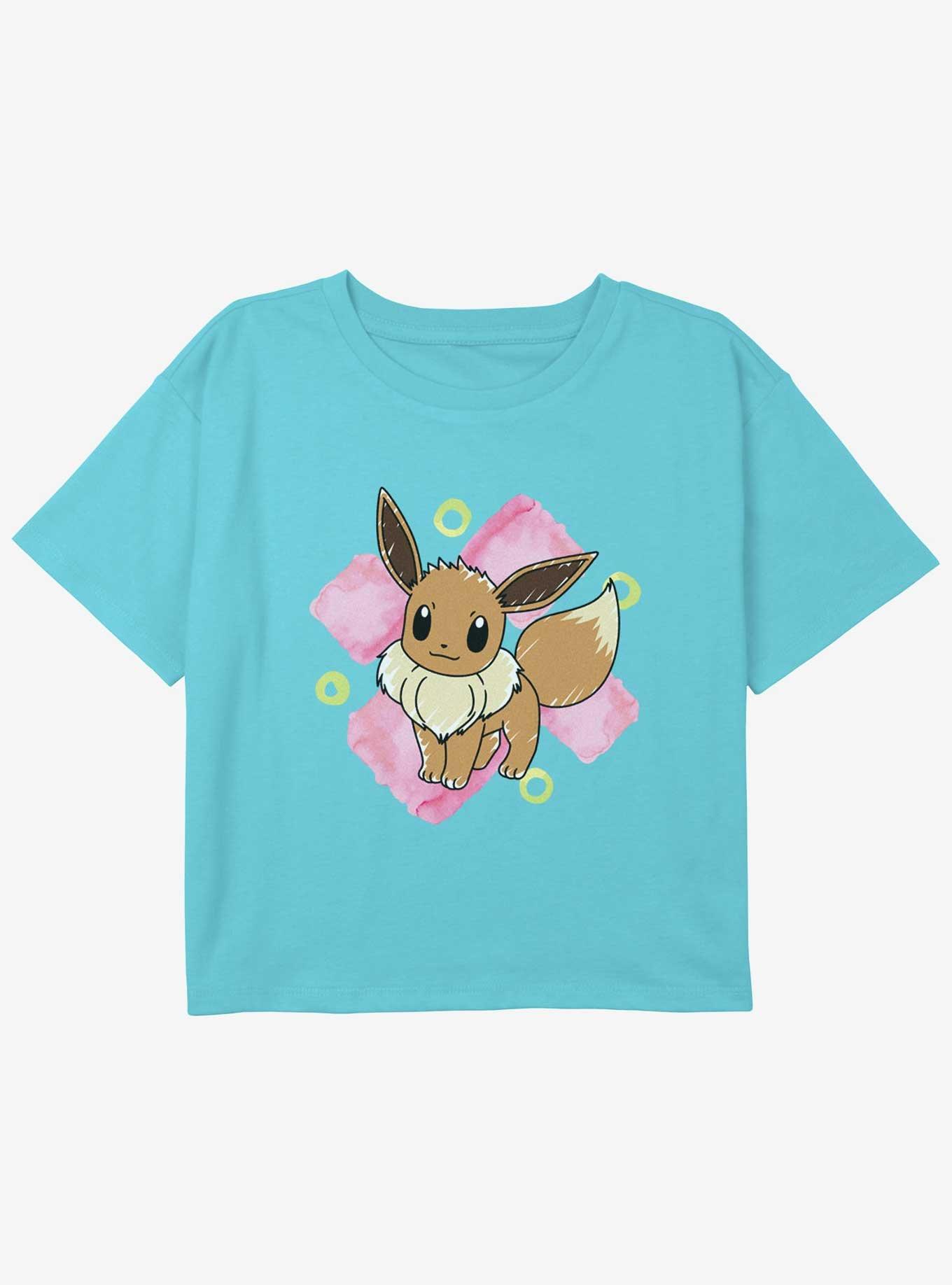 Pokemon Eevee Brush Strokes Youth Girls Boxy Crop T-Shirt, , hi-res