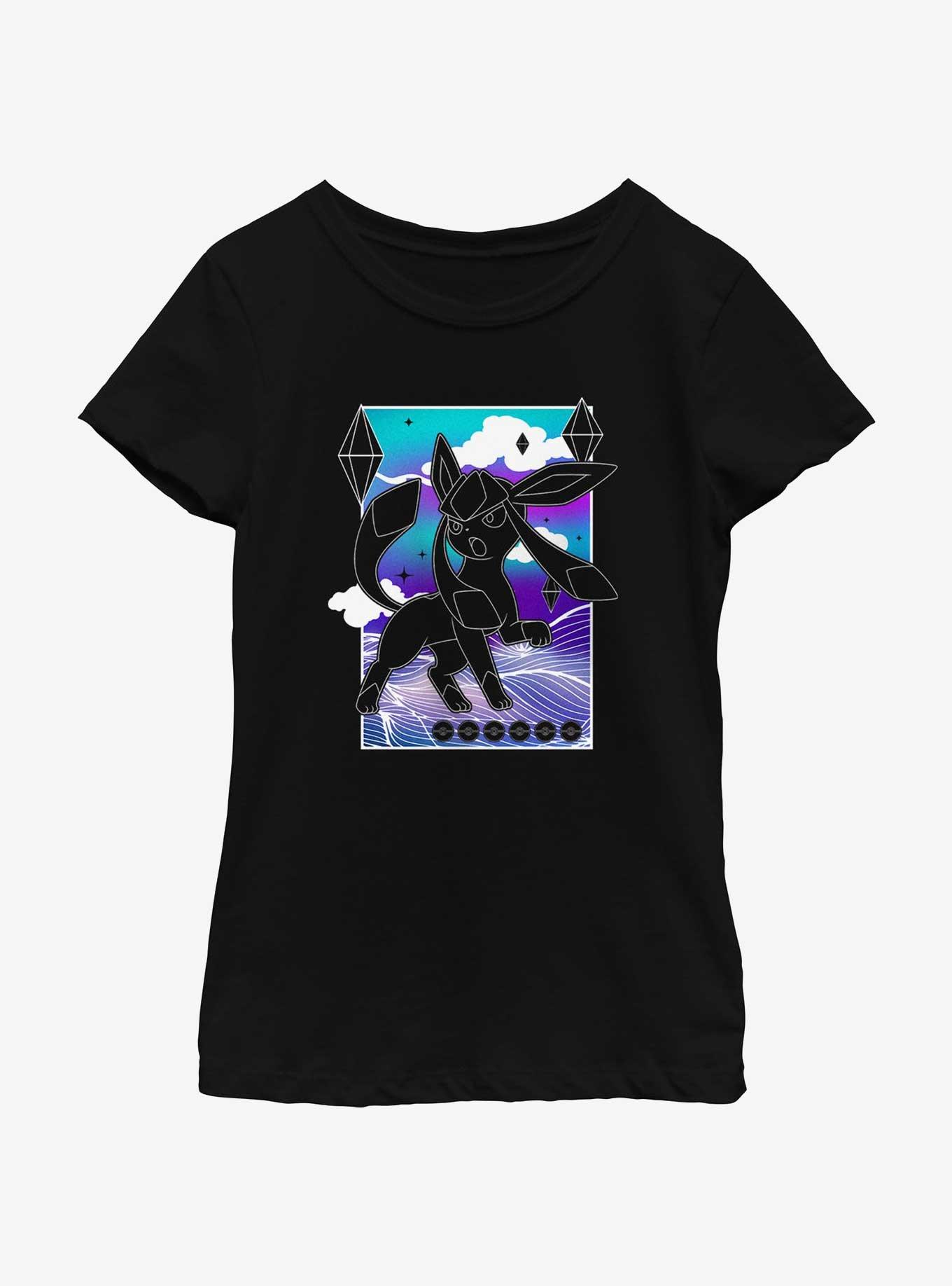Pokemon Glaceon Northern Lights Youth Girls T-Shirt, BLACK, hi-res