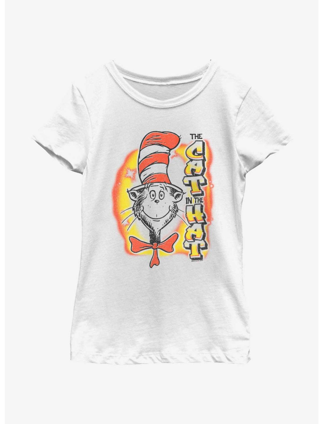 Dr. Seuss's Cat In The Hat Spray Graffiti Youth Girls T-Shirt, WHITE, hi-res
