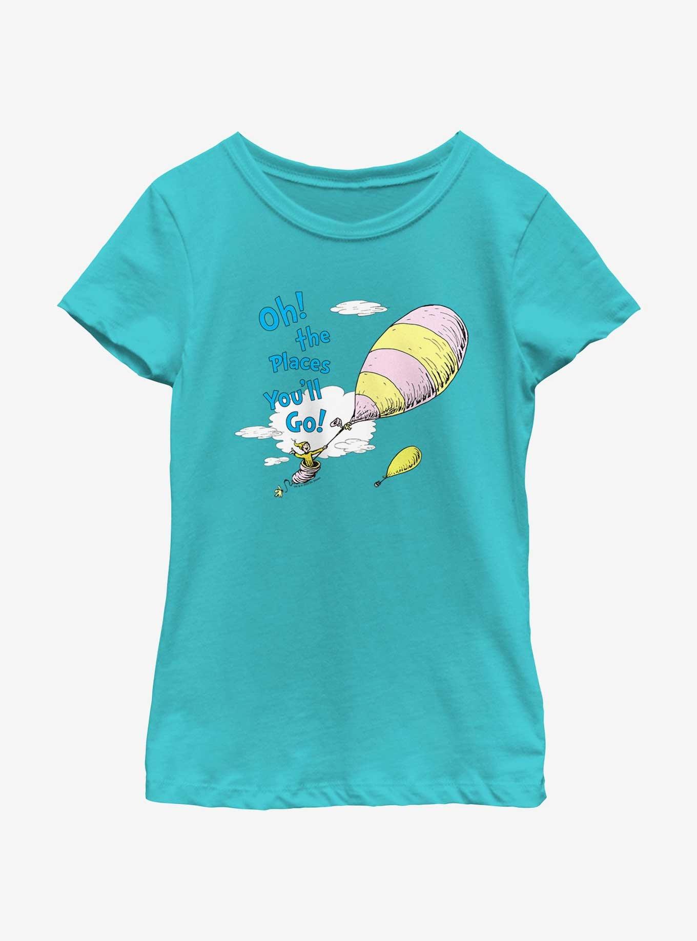 Dr. Seuss's Oh! The Places You'll Go Oh The Places You'll Go Youth Girls T-Shirt, TAHI BLUE, hi-res