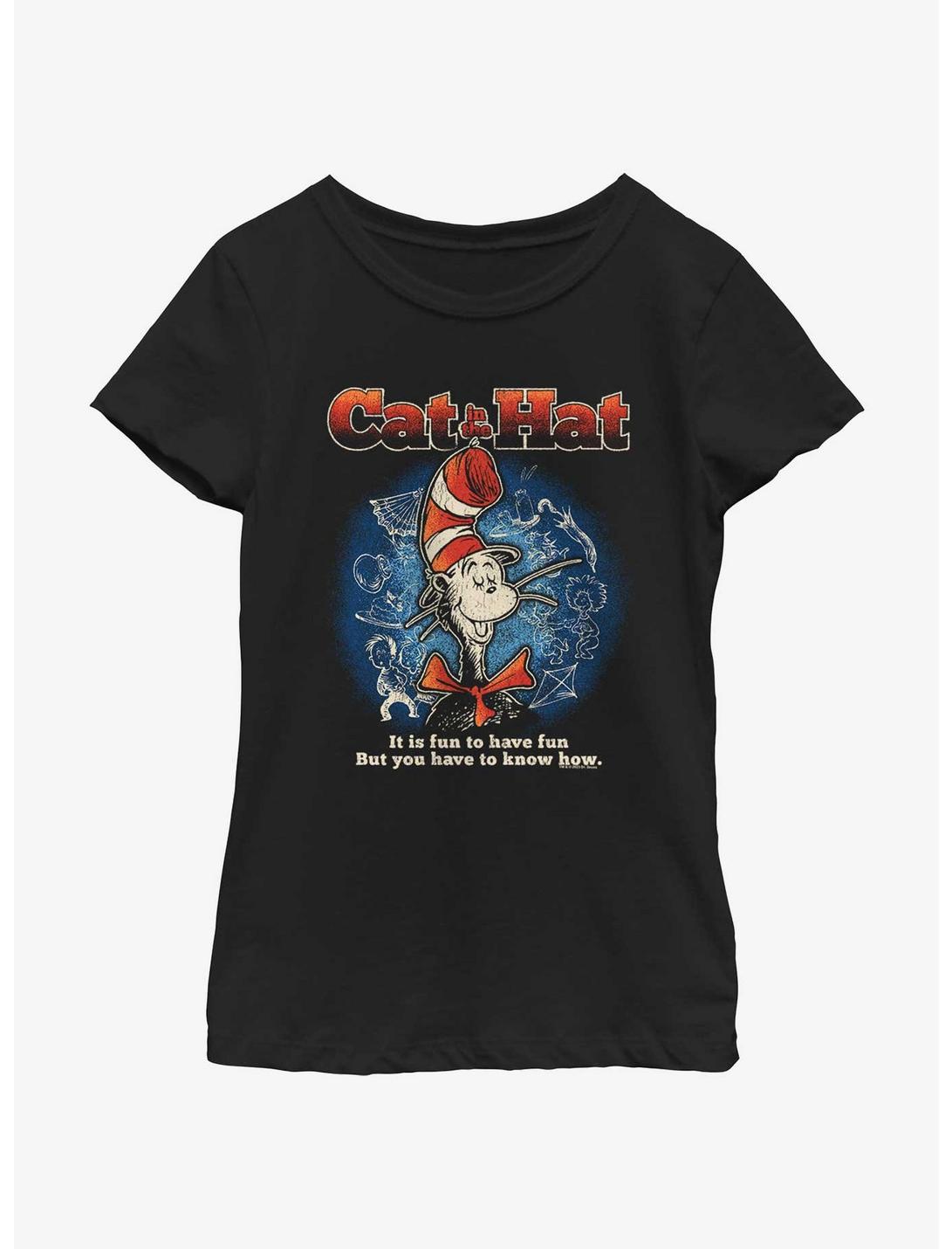 Dr. Seuss's Cat In The Hat Fun To Have Fun Youth Girls T-Shirt, BLACK, hi-res