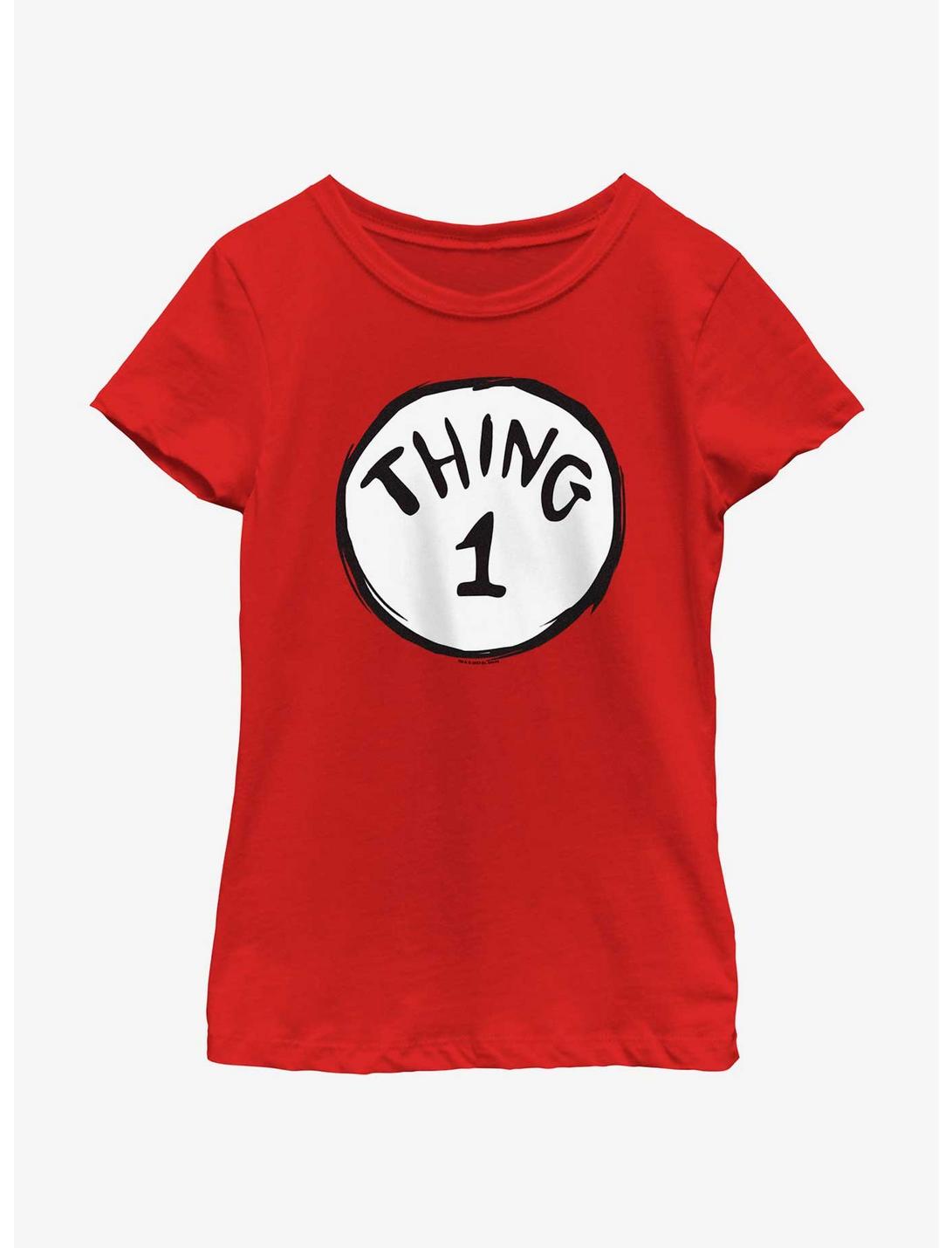 Dr. Seuss's Cat In The Hat Thing 1 Youth Girls T-Shirt, RED, hi-res