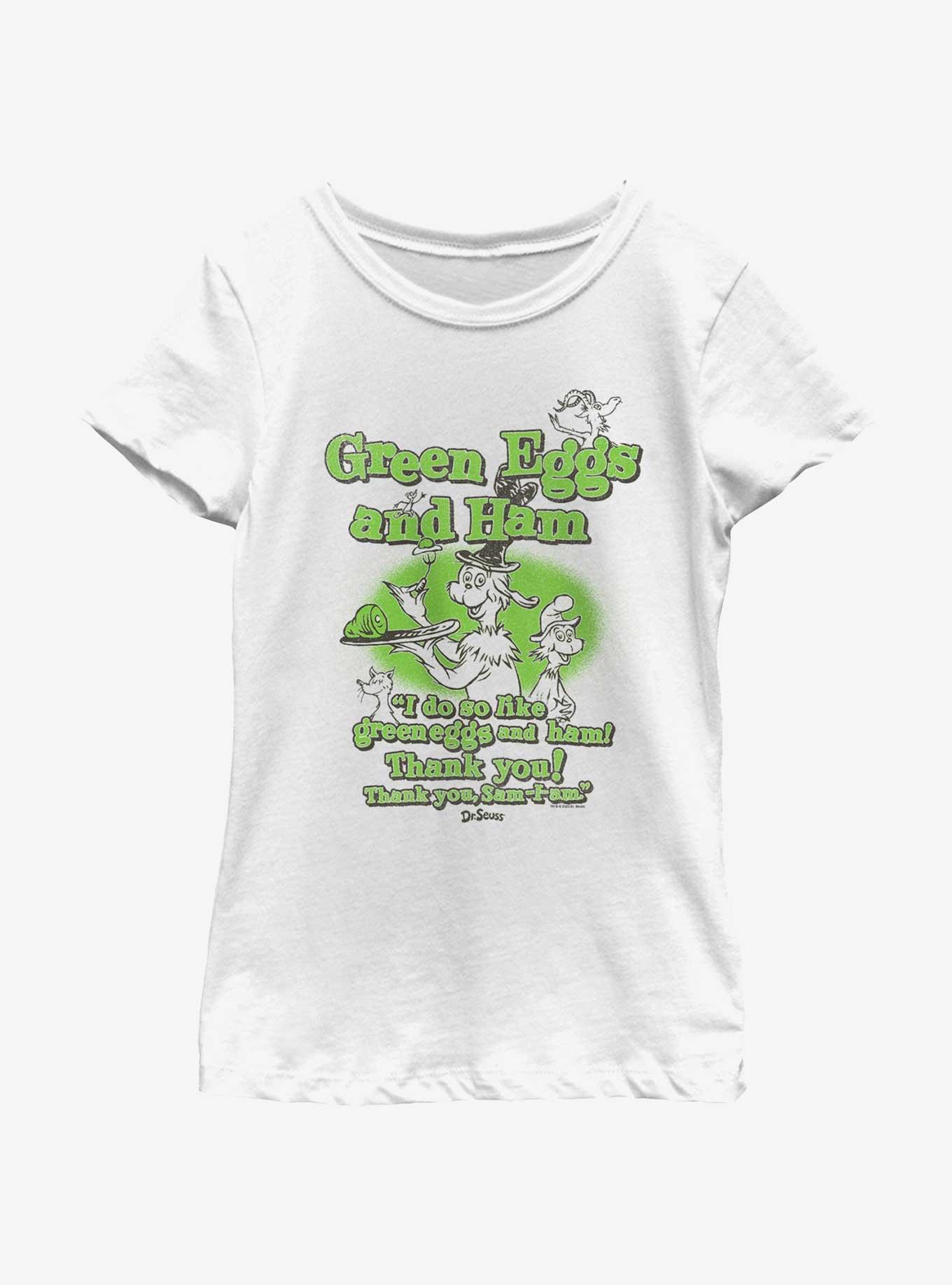 Dr. Seuss's Green Eggs & Ham Thank You Sam Youth Girls T-Shirt, WHITE, hi-res