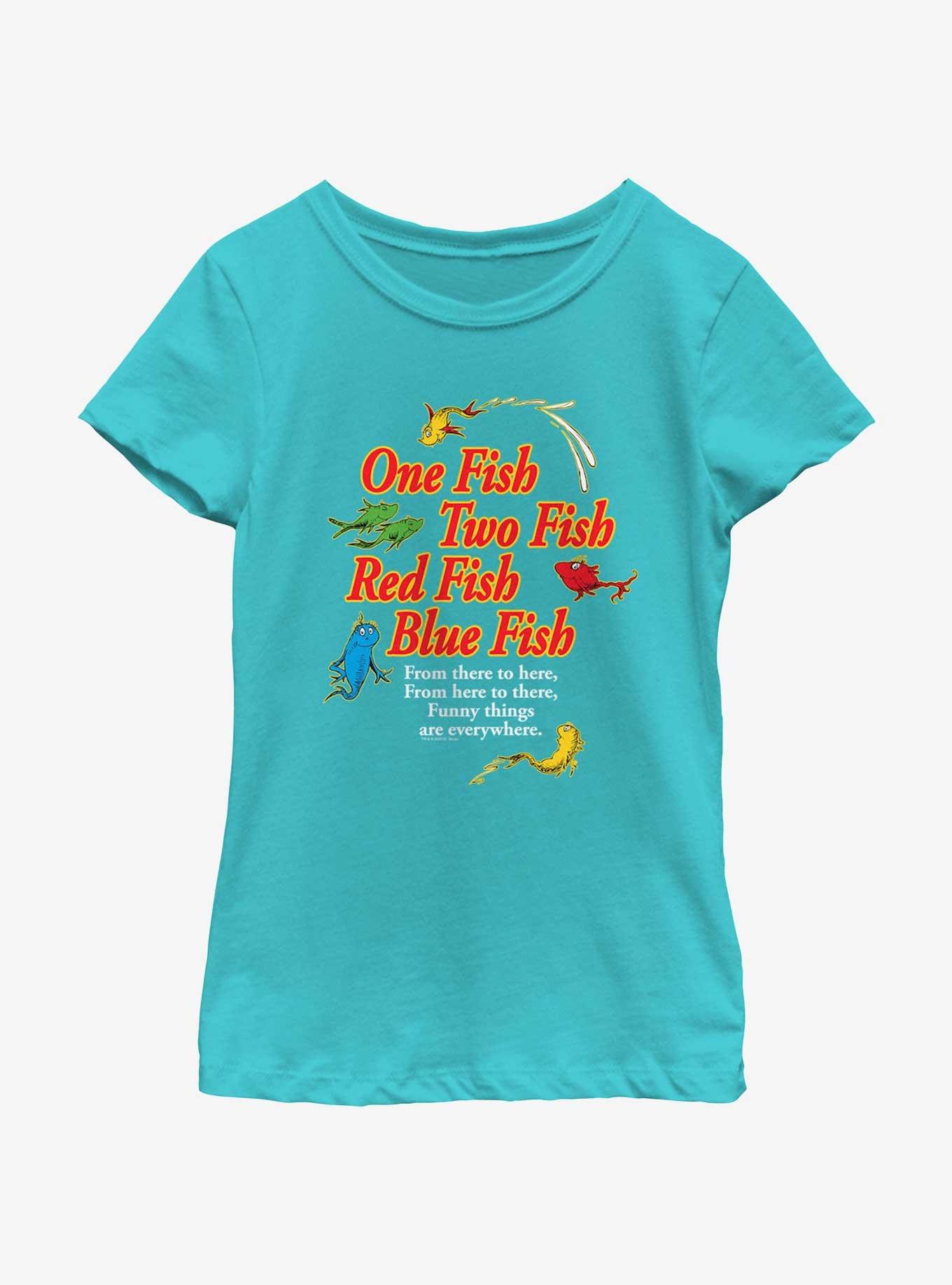 Dr. Seuss's One Fish, Two Red Blue Fish Funny Things Are Everywhere Youth Girls T-Shirt