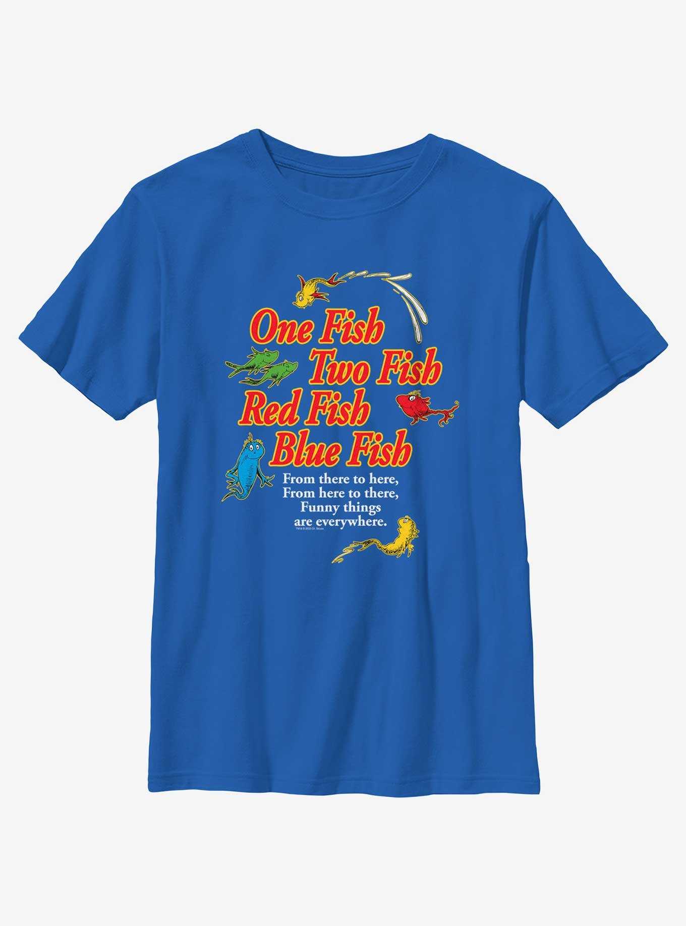 Dr. Seuss's One Fish, Two Fish, Red Fish, Blue Fish Funny Things Are Everywhere Youth T-Shirt, , hi-res