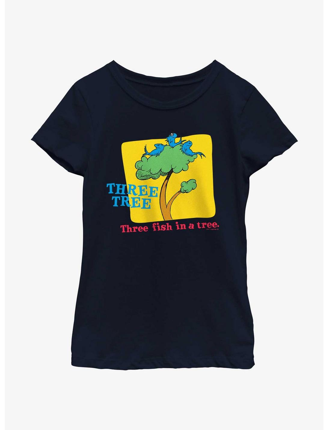 Dr. Seuss's Hop On Pop Three Tree Youth Girls T-Shirt, NAVY, hi-res
