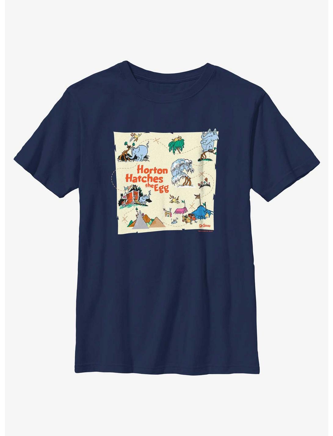 Dr. Seuss's Horton Hatches The Egg Map Youth T-Shirt, NAVY, hi-res