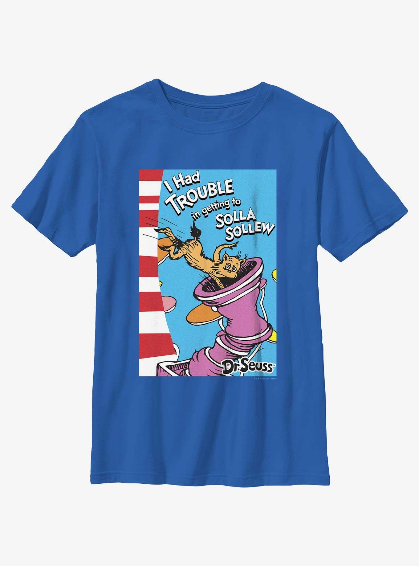 Dr. Seuss's I Had Trouble Getting Into Solla Sollew Cover Youth T-Shirt, ROYAL, hi-res