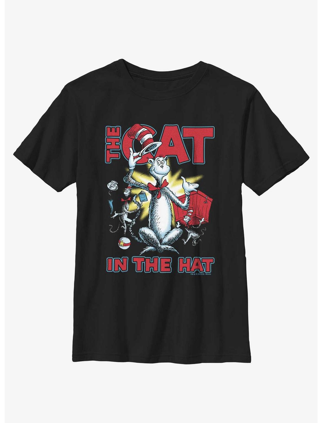 Dr. Seuss's Cat In The Hat Splash Art Youth T-Shirt, BLACK, hi-res