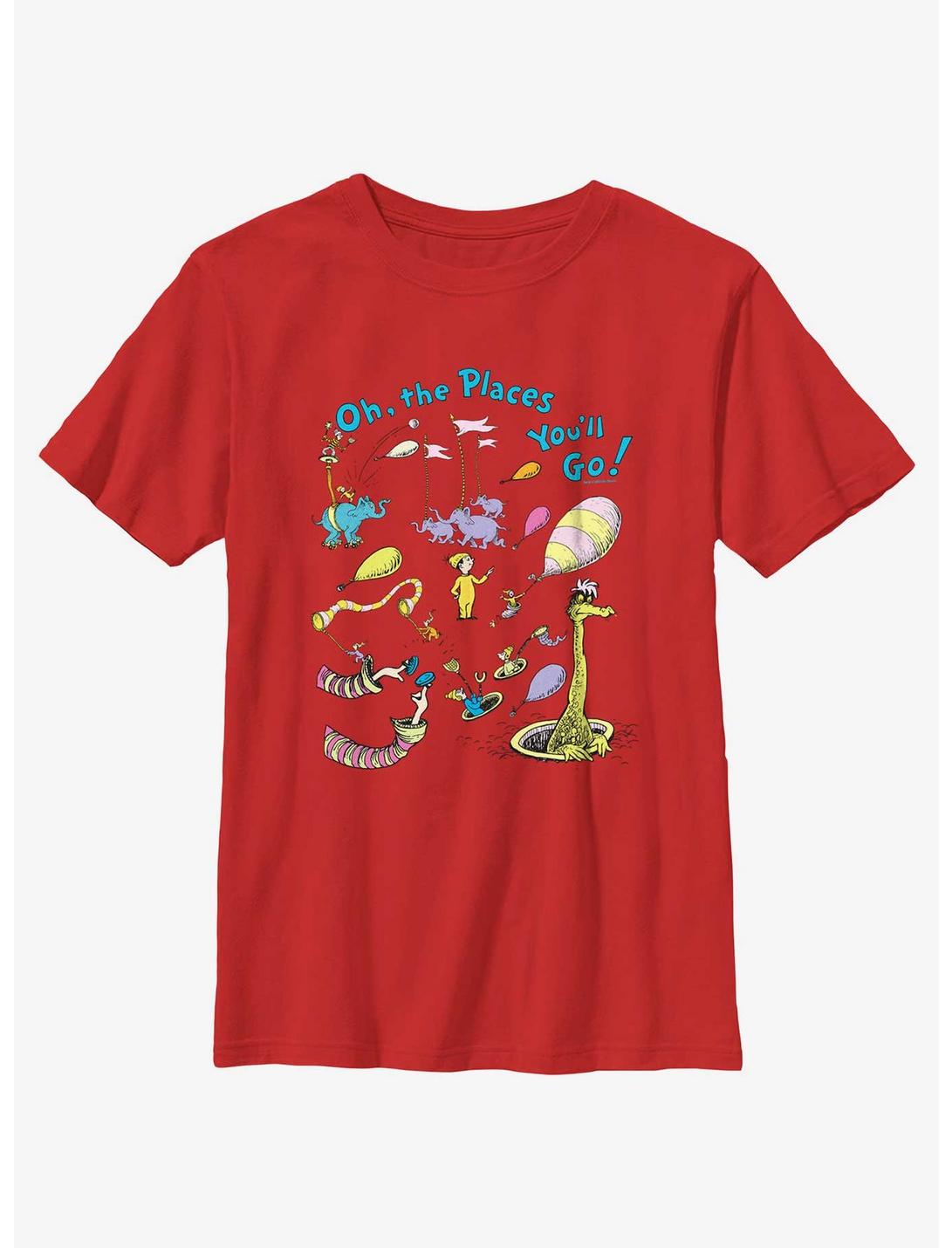 Dr. Seuss's Oh! The Places You'll Go Characters Youth T-Shirt, RED, hi-res