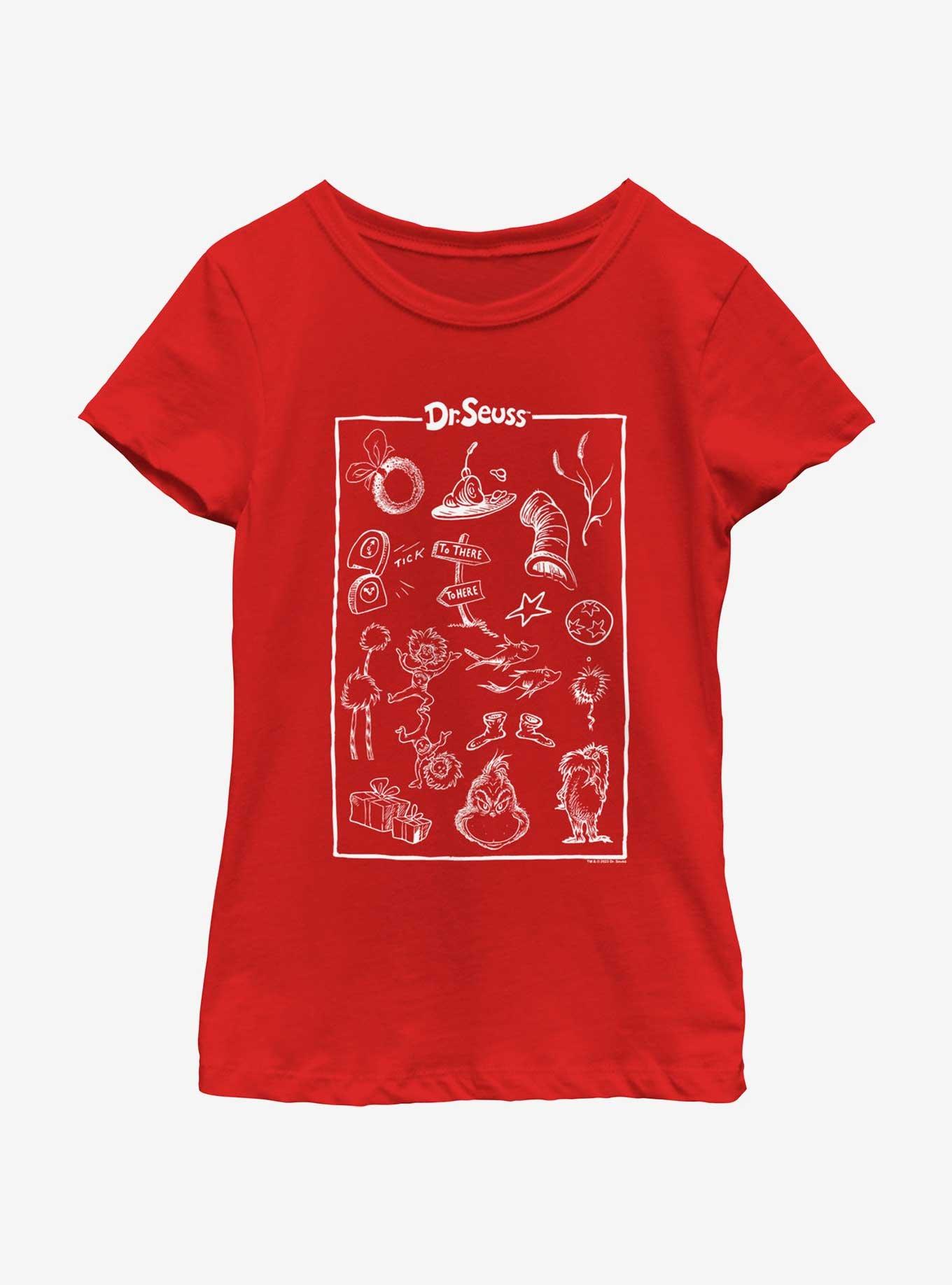 Dr. Seuss Collection Youth Girls T-Shirt, RED, hi-res