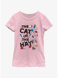 Dr. Seuss's Cat In The Hat Scattered Cat Youth Girls T-Shirt, PINK, hi-res