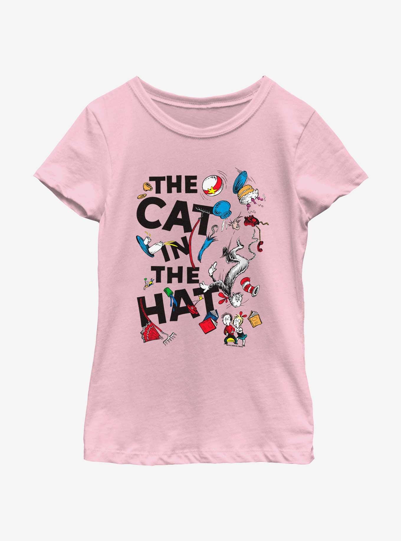 Dr. Seuss's Cat In The Hat Scattered Cat Youth Girls T-Shirt, , hi-res