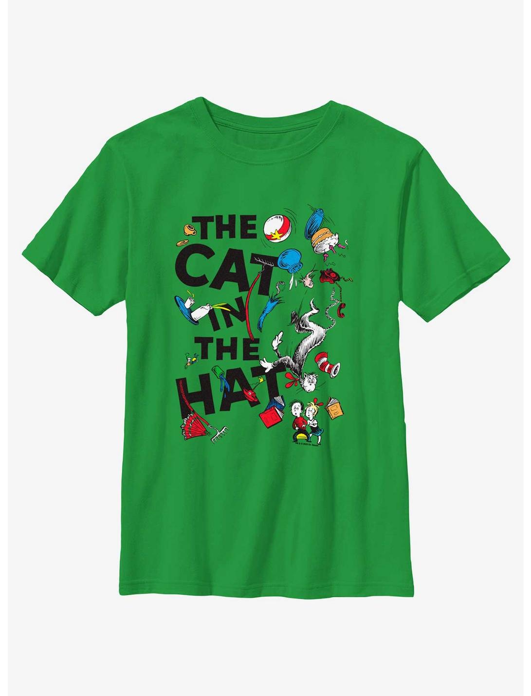 Dr. Seuss's Cat In The Hat Scattered Cat Youth T-Shirt, KELLY, hi-res