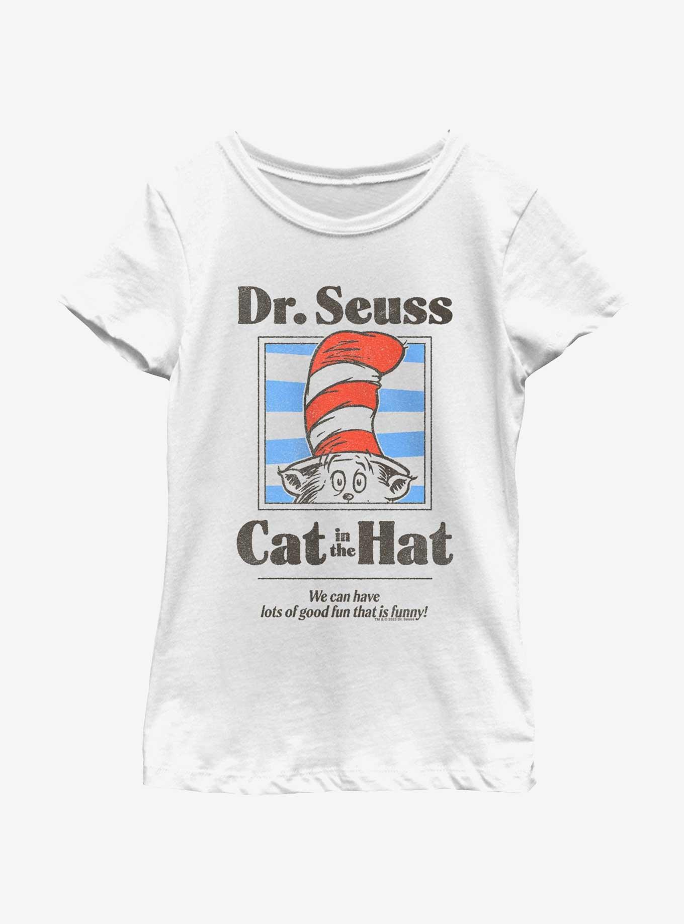 Dr. Seuss's Cat The Hat Striped Portrait Youth Girls T-Shirt