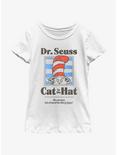 Dr. Seuss's Cat In The Hat Striped Portrait Youth Girls T-Shirt, WHITE, hi-res