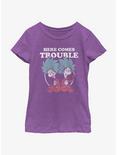 Dr. Seuss's Cat In The Hat Here Comes Trouble Things Youth Girls T-Shirt, PURPLE BERRY, hi-res