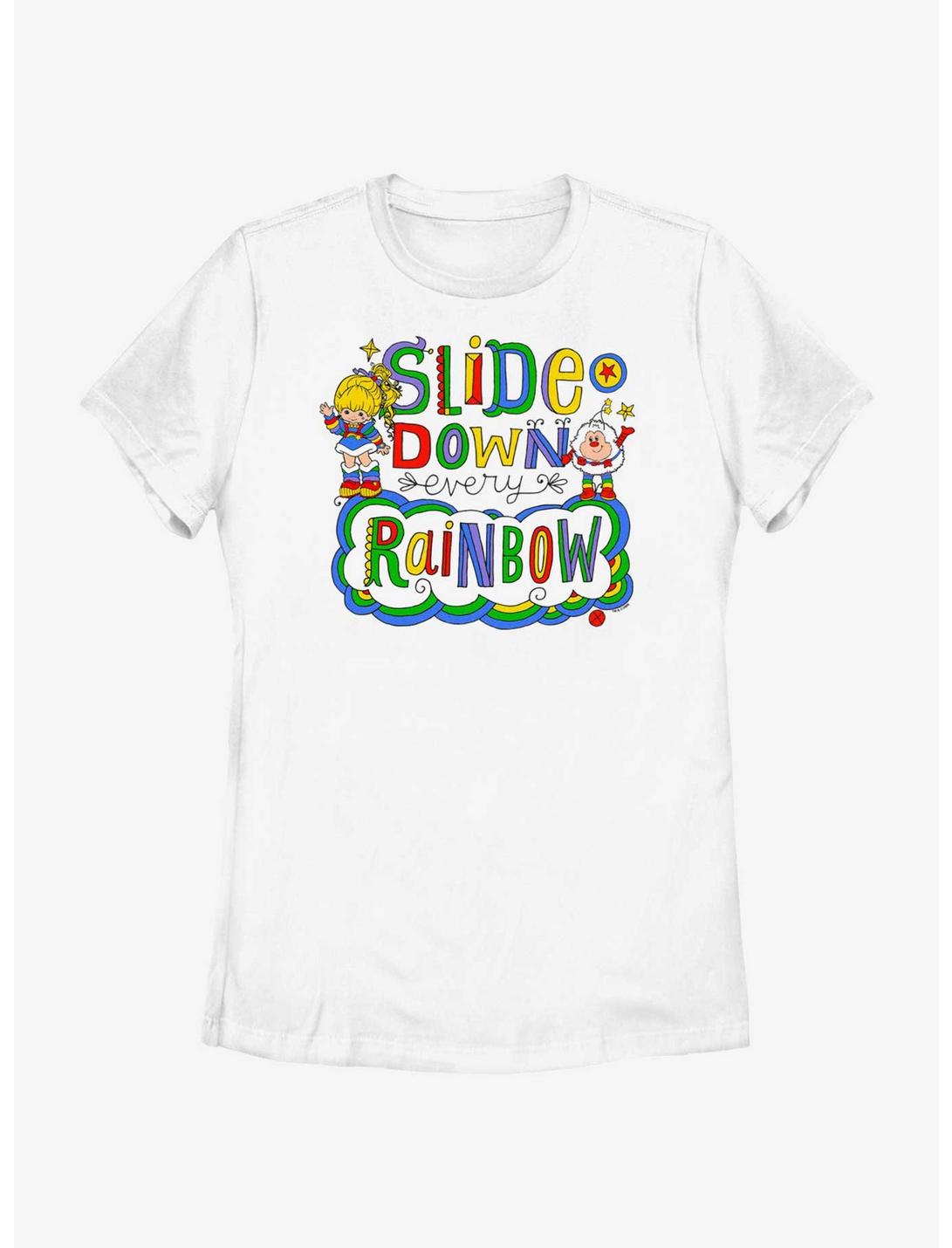 Rainbow Brite Slide Down Every Rainbow Womens T-Shirt, WHITE, hi-res