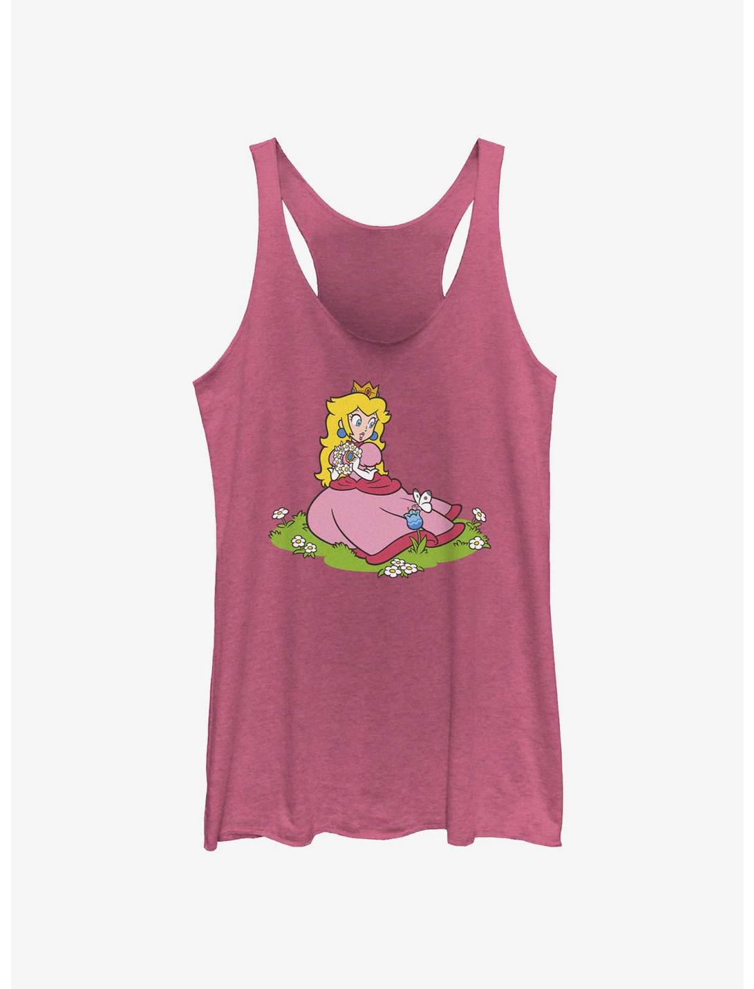 Nintendo Peach And A Butterfly Womens Tank Top, PINK HTR, hi-res