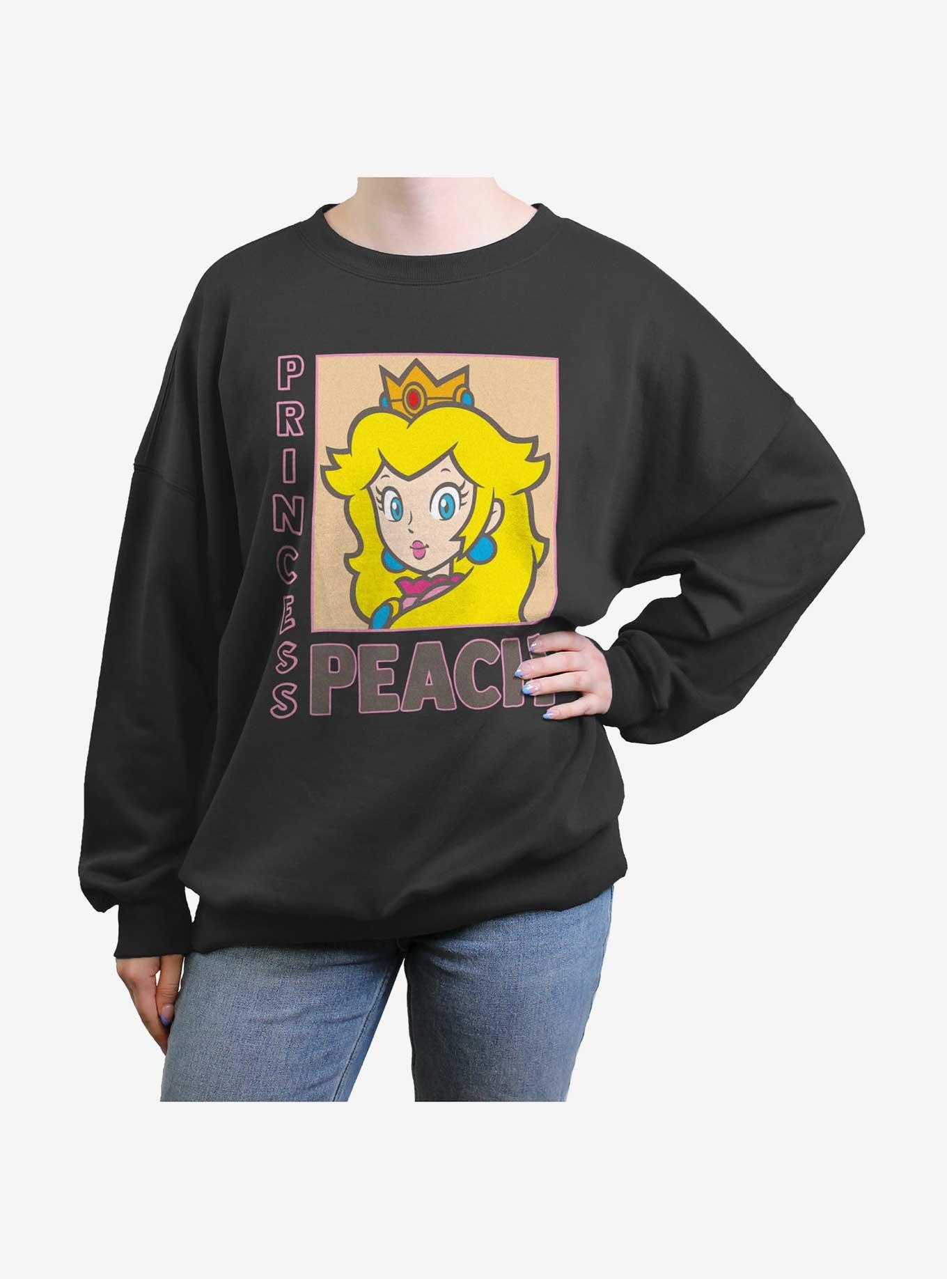 Nintendo Princess Peach Poster Womens Oversized Sweatshirt, CHARCOAL, hi-res