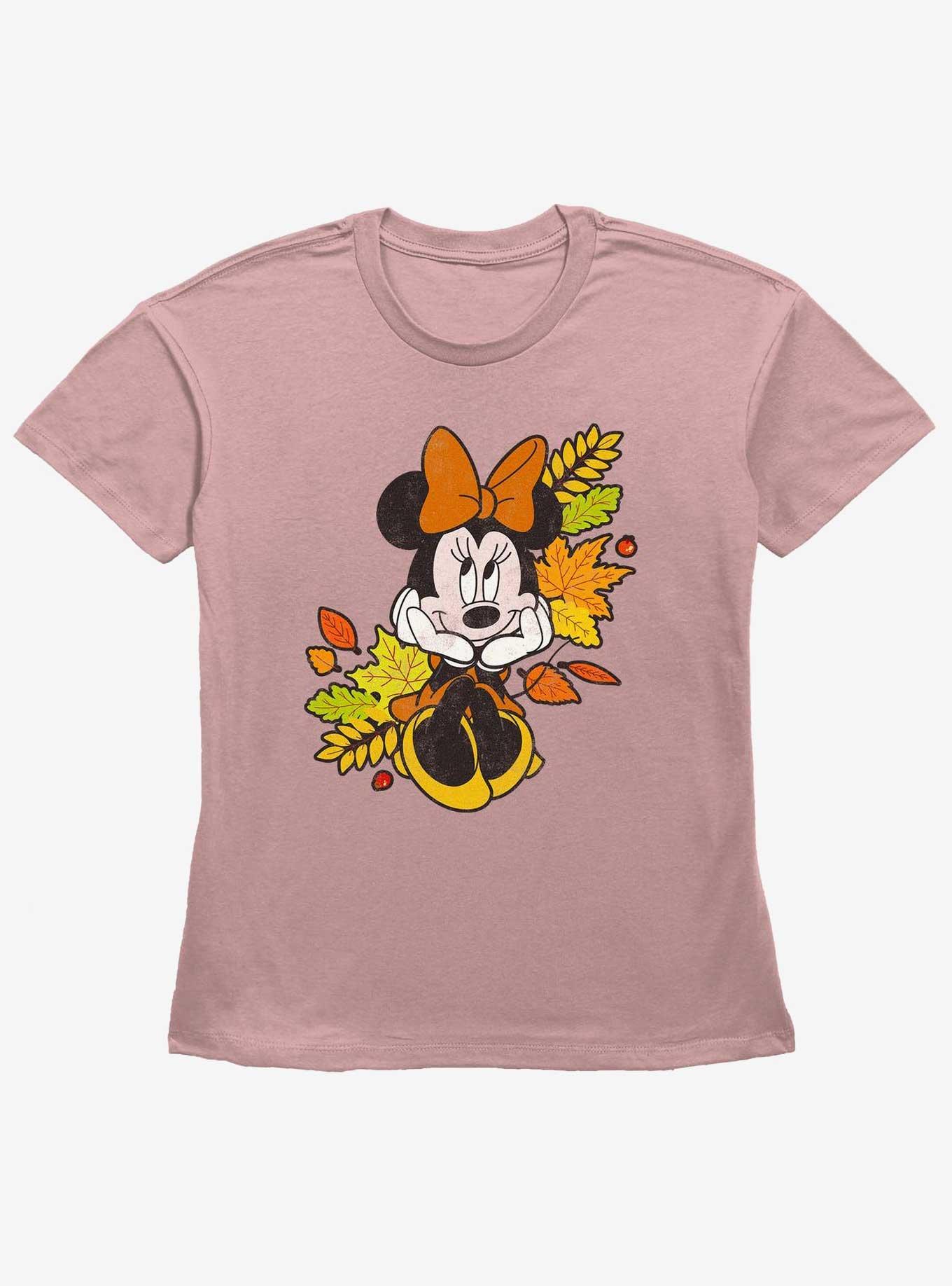 Disney Minnie Mouse Fall Leaves Womens Straight Fit T-Shirt