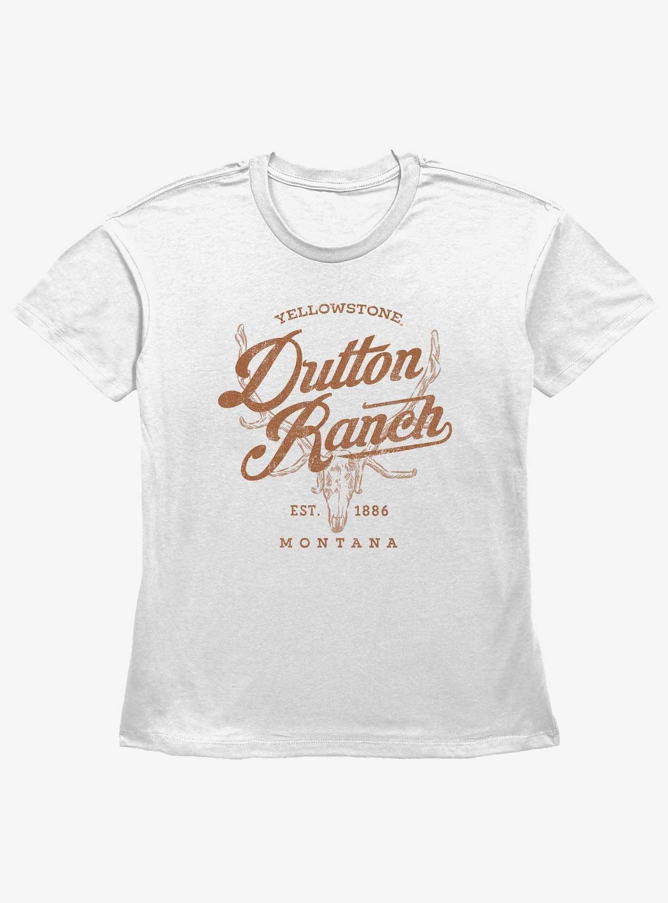 Yellowstone Dutton Ranch Montana Womens Straight Fit T-Shirt, WHITE, hi-res