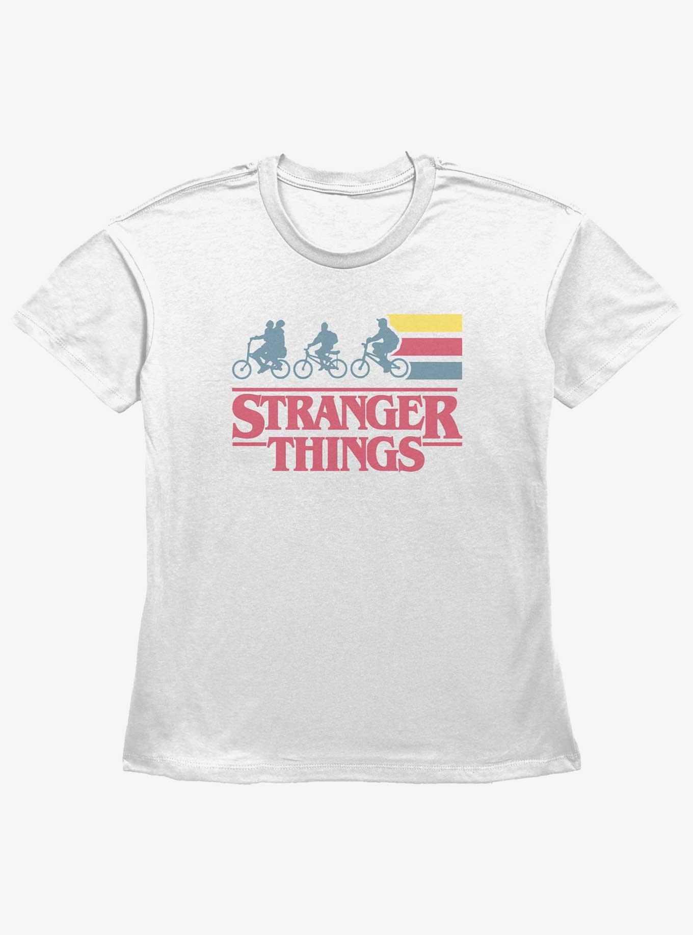 Stranger Things Team Bike Stripes Womens Straight Fit T-Shirt