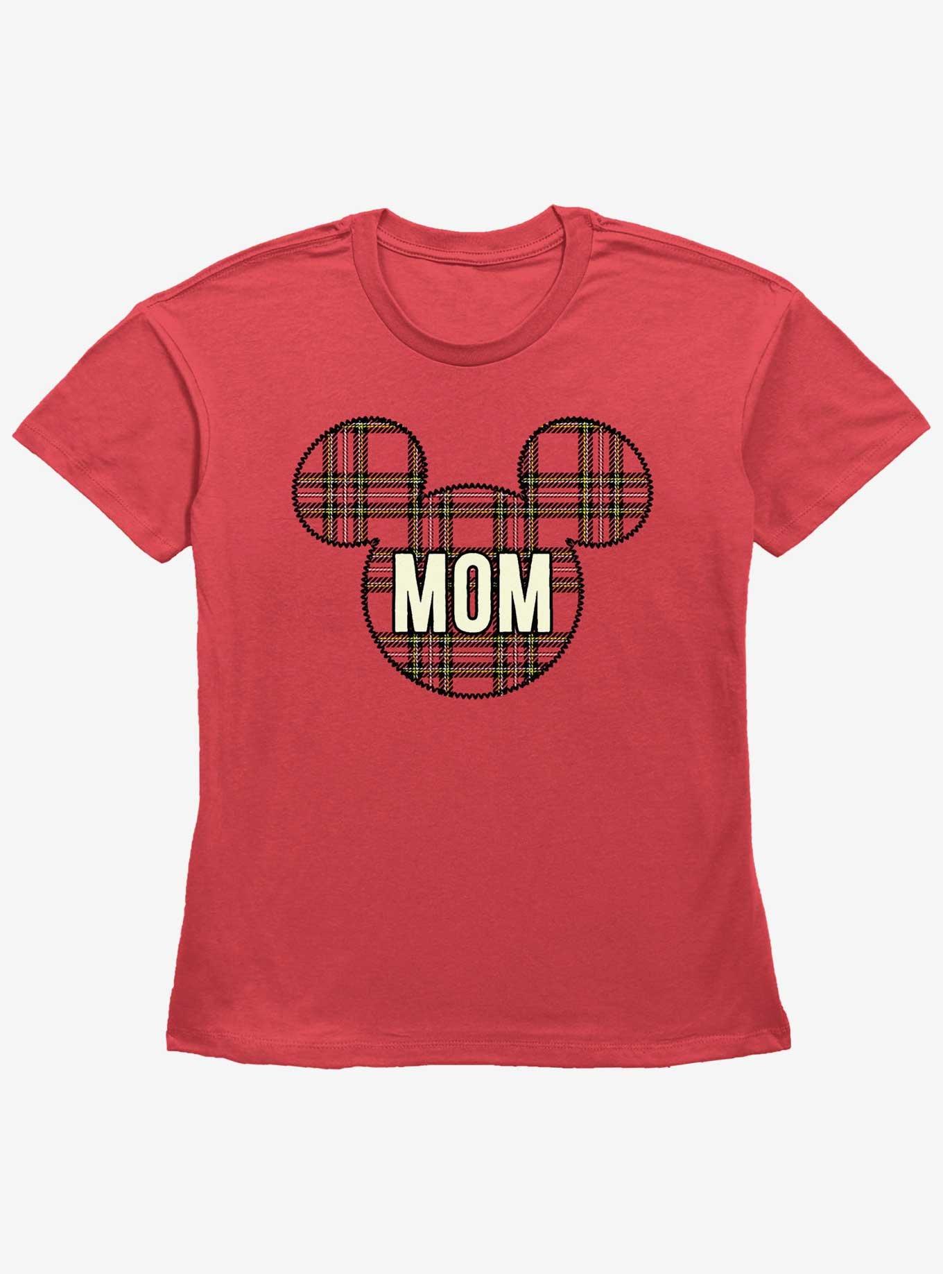 Disney Mickey Mouse Mom Holiday Patch Womens Straight Fit T-Shirt, RED, hi-res