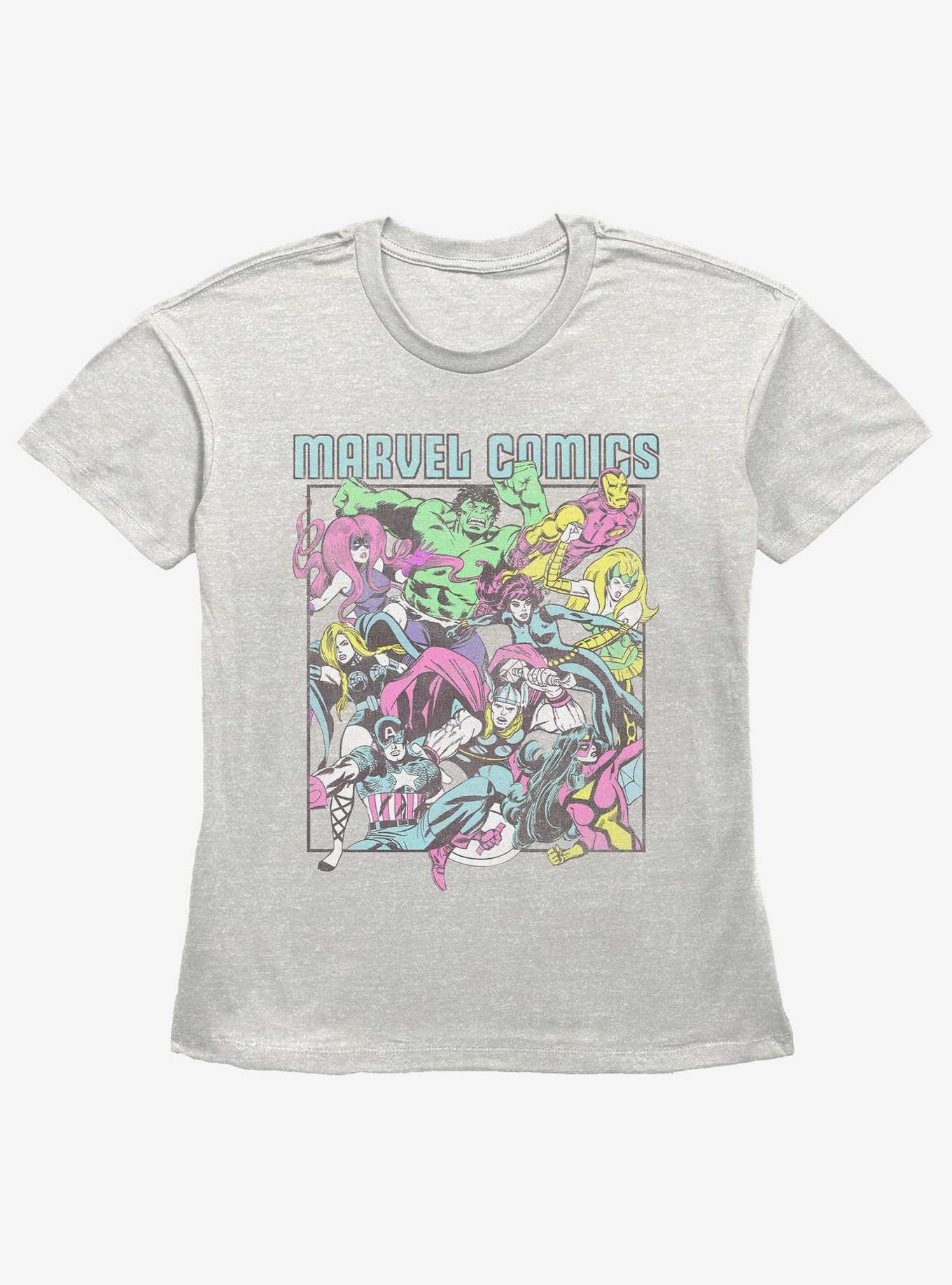 Marvel Pop Avengers Womens Straight Fit T-Shirt, OATMEAL, hi-res