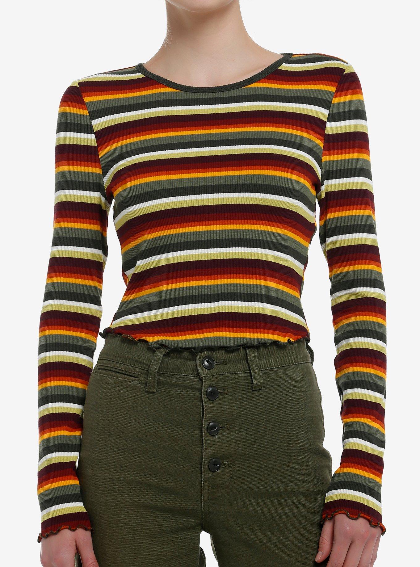 Thorn & Fable Autumn Stripe Girls Long-Sleeve Top, , hi-res