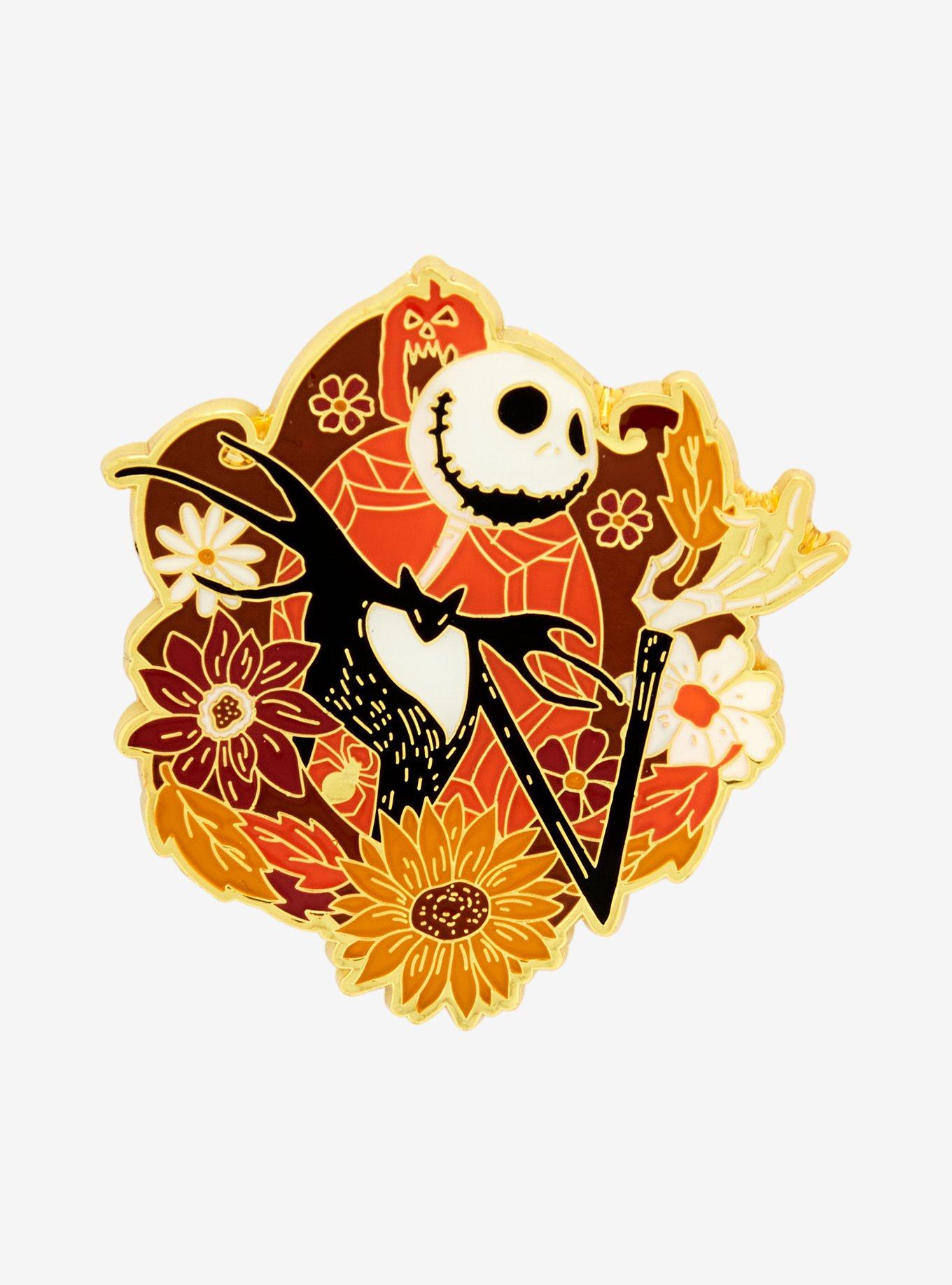 Loungefly Disney The Nightmare Before Christmas Jack Skellington Autumn Floral Enamel Pin — BoxLunch Exclusive, , hi-res