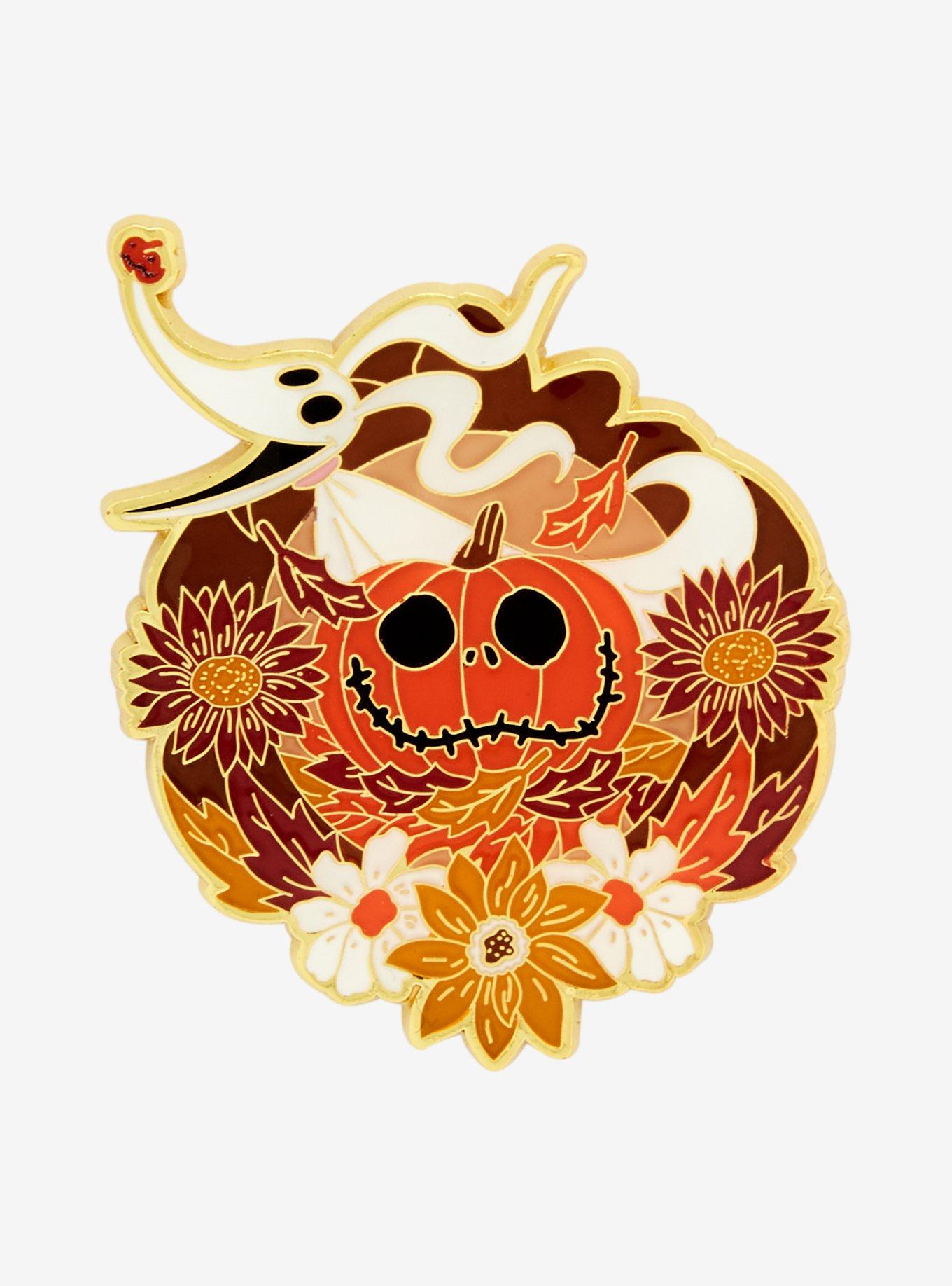 Loungefly Disney The Nightmare Before Christmas Zero Autumn Floral Enamel Pin — BoxLunch Exclusive, , hi-res