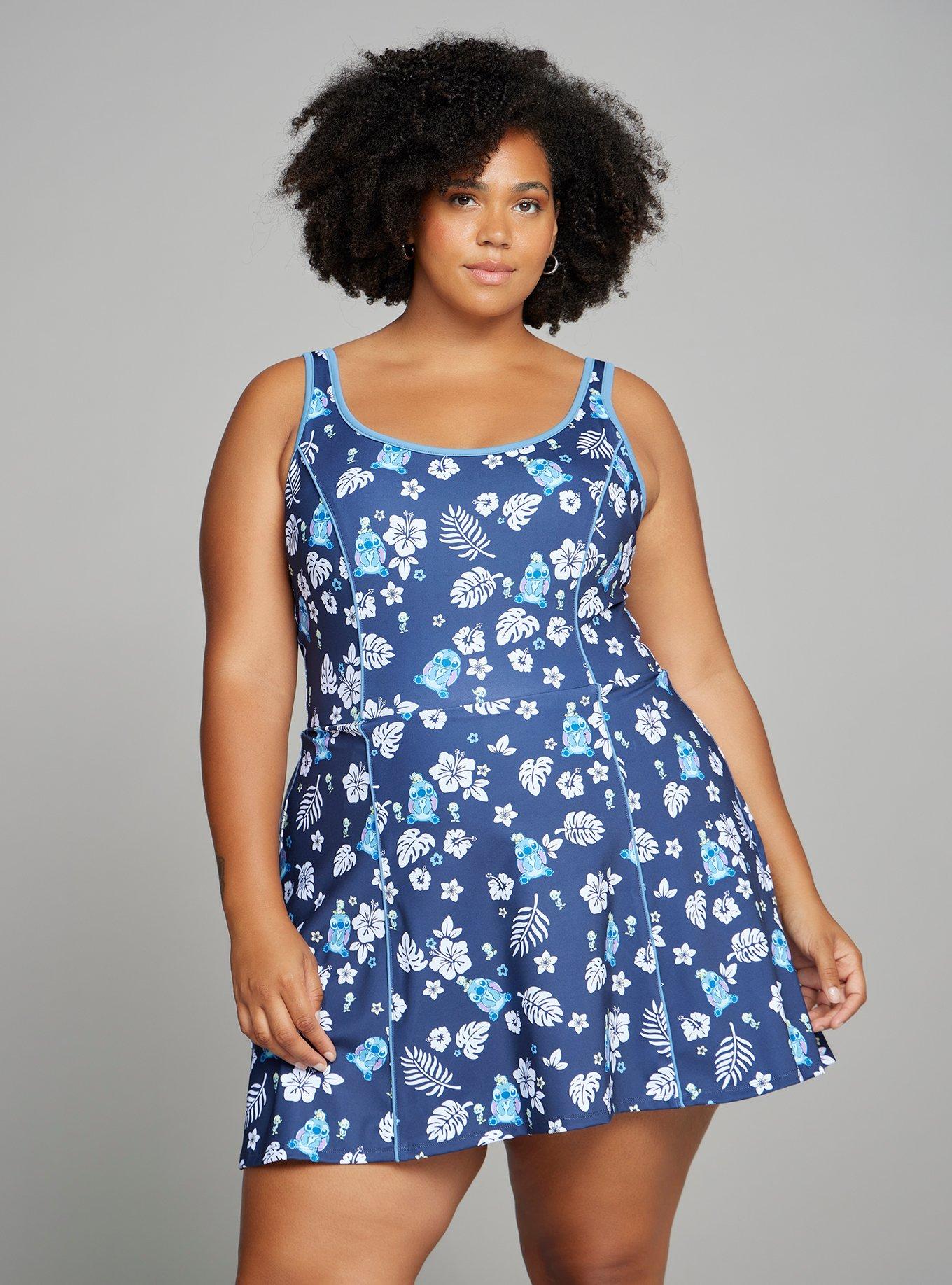 Disney Lilo & Stitch Allover Print Plus Size Athletic Dress — BoxLunch Exclusive, NAVY, hi-res