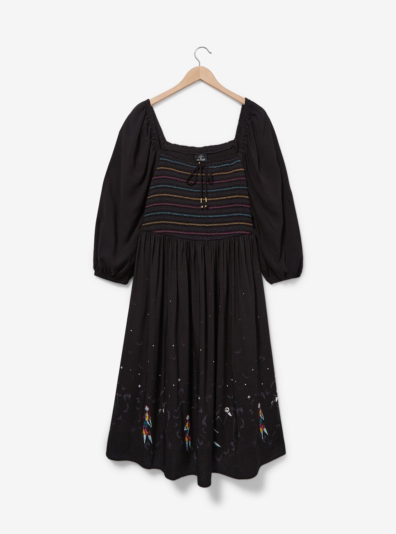 Disney The Nightmare Before Christmas Jack & Sally Long Sleeve Plus Size Midi Dress &mdash; BoxLunch Exclusive, , hi-res