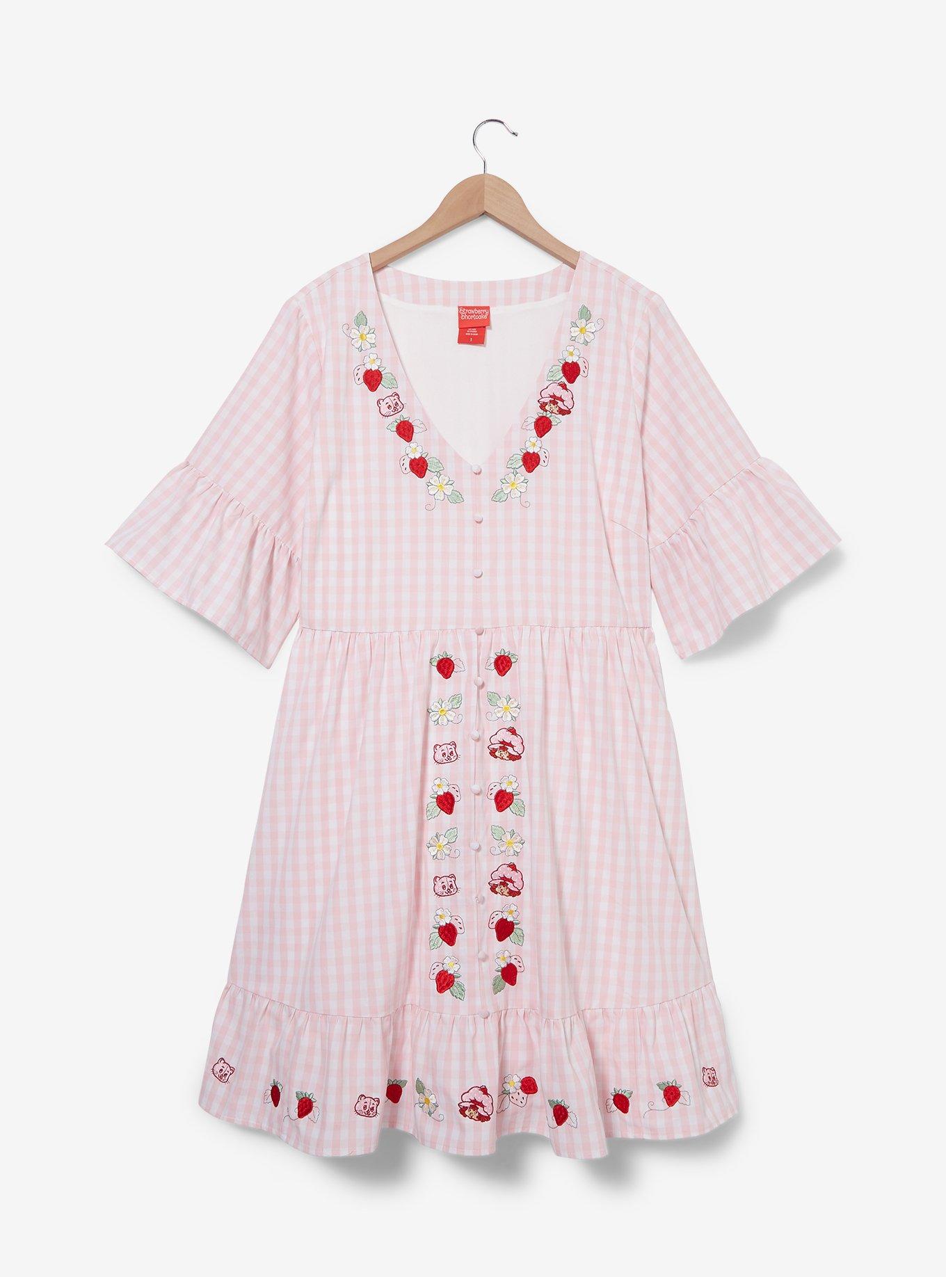 Strawberry Shortcake Gingham Icons Plus Size Smock Dress - BoxLunch Exclusive, , hi-res