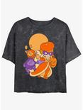 Rainbow Brite Lala Orange Halloween Girls Mineral Wash Crop T-Shirt, BLACK, hi-res