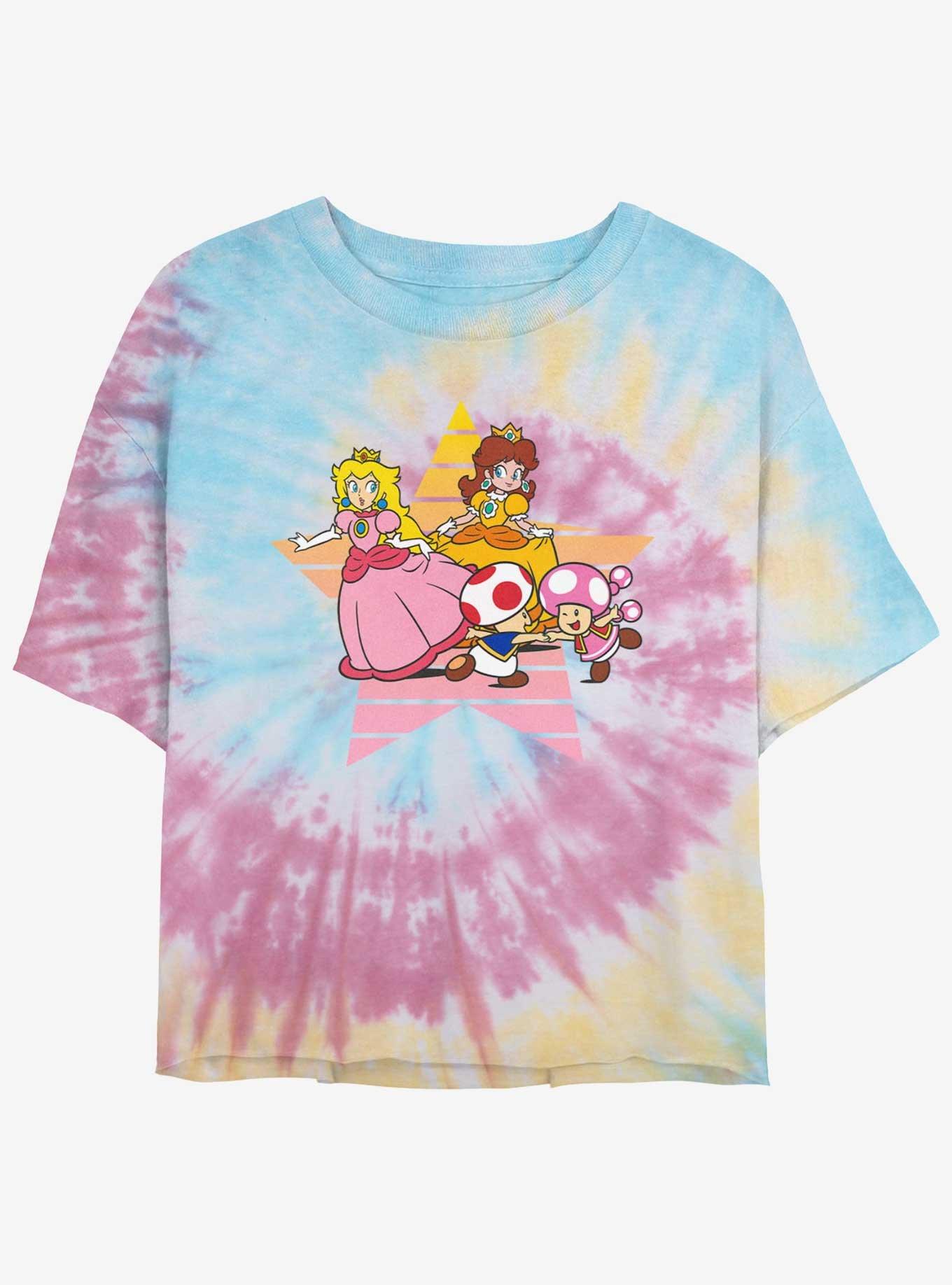 Nintendo Princess Peach & Daisy Star Womens Tie-Dye Crop T-Shirt