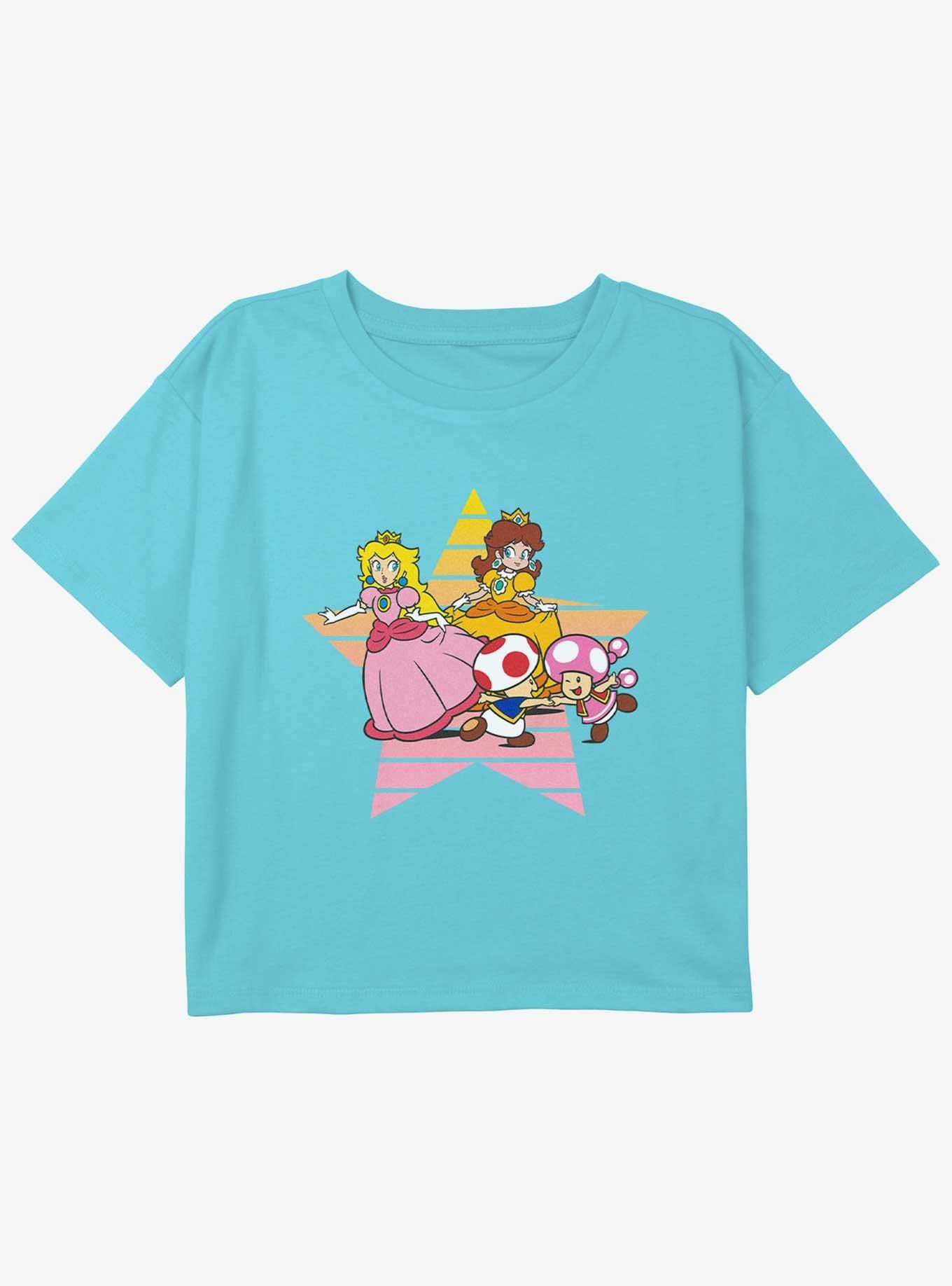 Nintendo Princess Peach & Daisy Star Youth Girls Boxy Crop T-Shirt