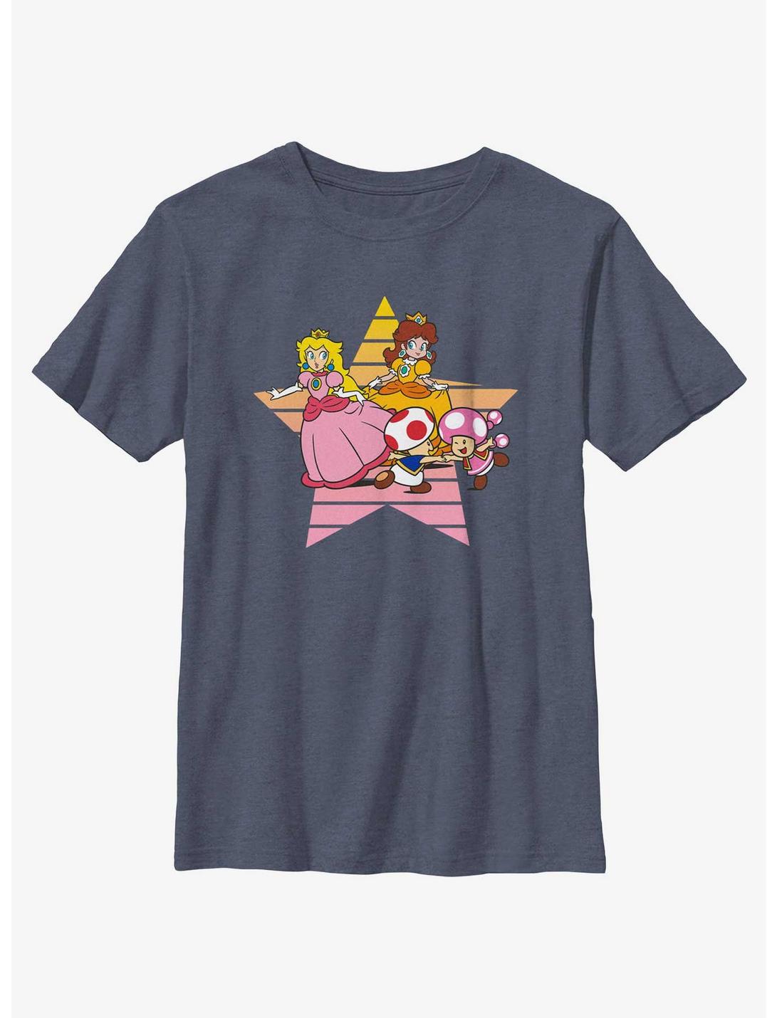 Nintendo Princess Peach & Daisy Star Youth T-Shirt, NAVY HTR, hi-res