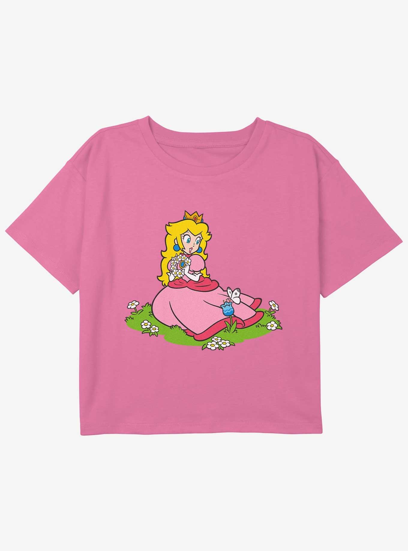 Nintendo Peach And A Butterfly Youth Girls Boxy Crop T-Shirt