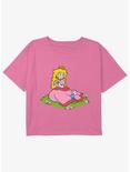Nintendo Peach And A Butterfly Youth Girls Boxy Crop T-Shirt, PINK, hi-res