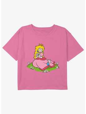 Nintendo Peach And A Butterfly Youth Girls Boxy Crop T-Shirt, , hi-res