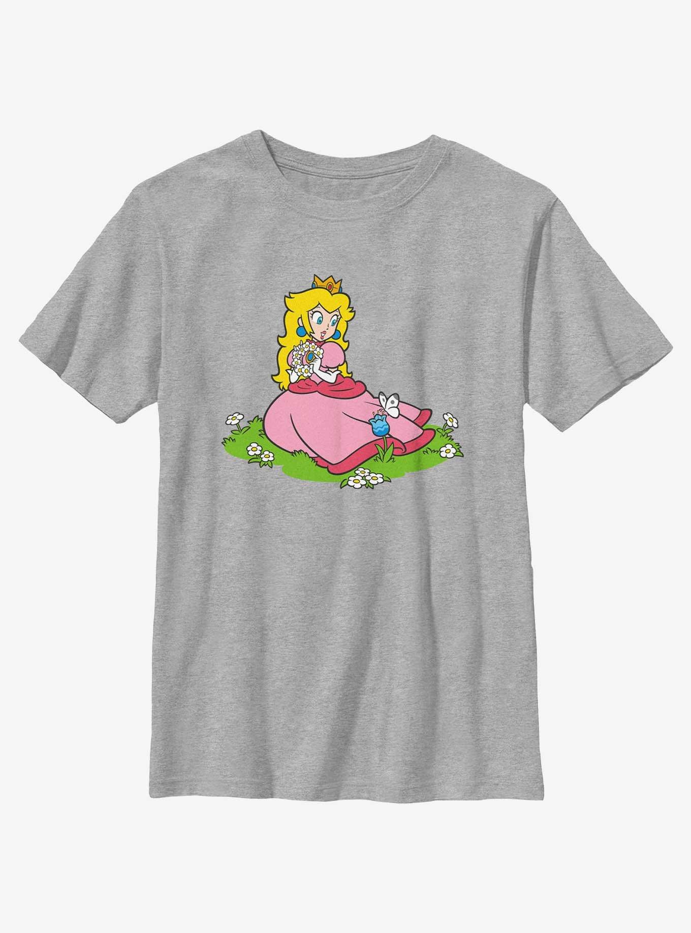 Nintendo Peach And A Butterfly Youth T-Shirt, ATH HTR, hi-res