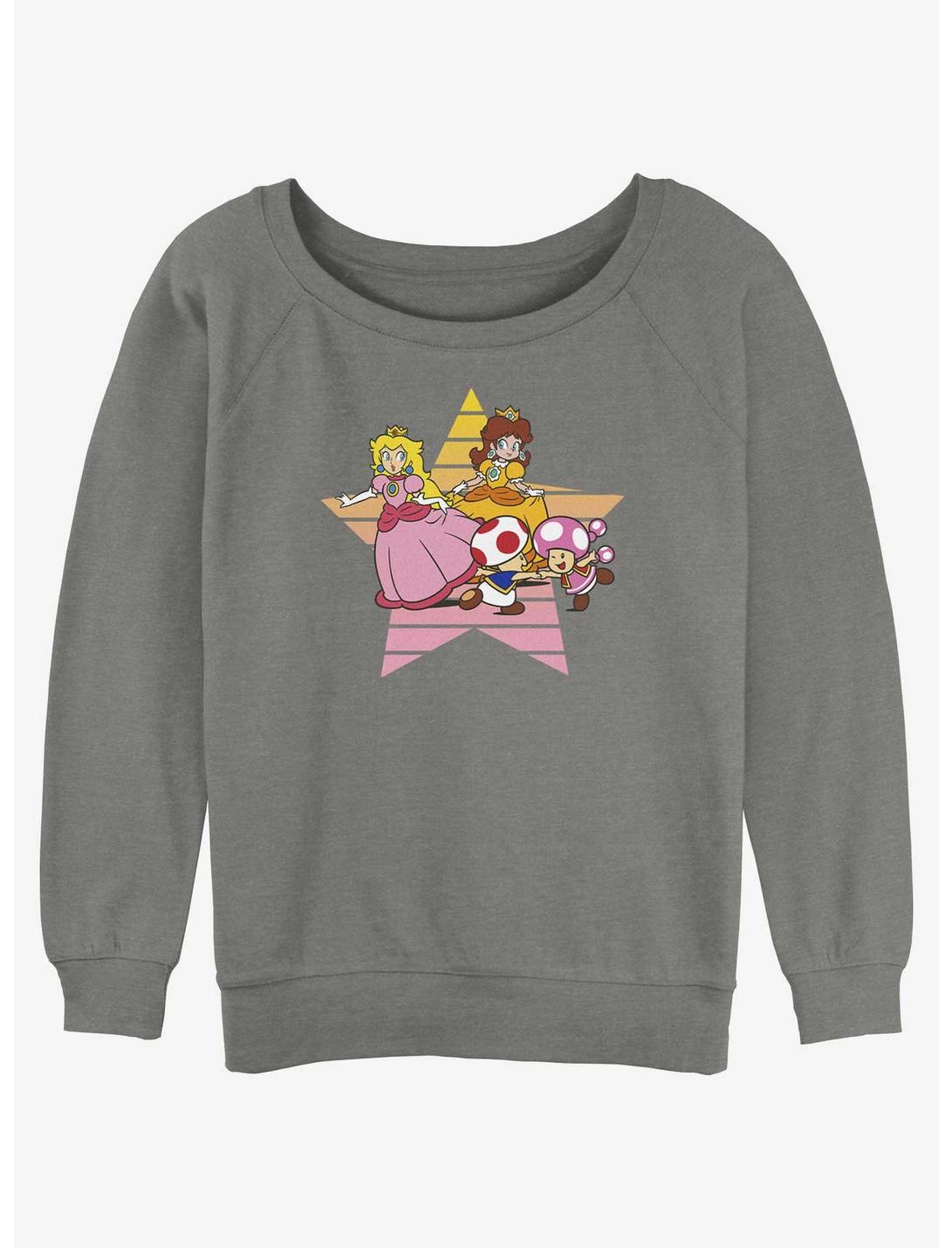 Nintendo Princess Peach & Daisy Star Womens Slouchy Sweatshirt, GRAY HTR, hi-res