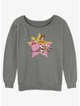 Nintendo Princess Peach & Daisy Star Womens Slouchy Sweatshirt, GRAY HTR, hi-res