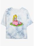 Nintendo Peach And A Butterfly Womens Tie-Dye Crop T-Shirt, WHITEBLUE, hi-res